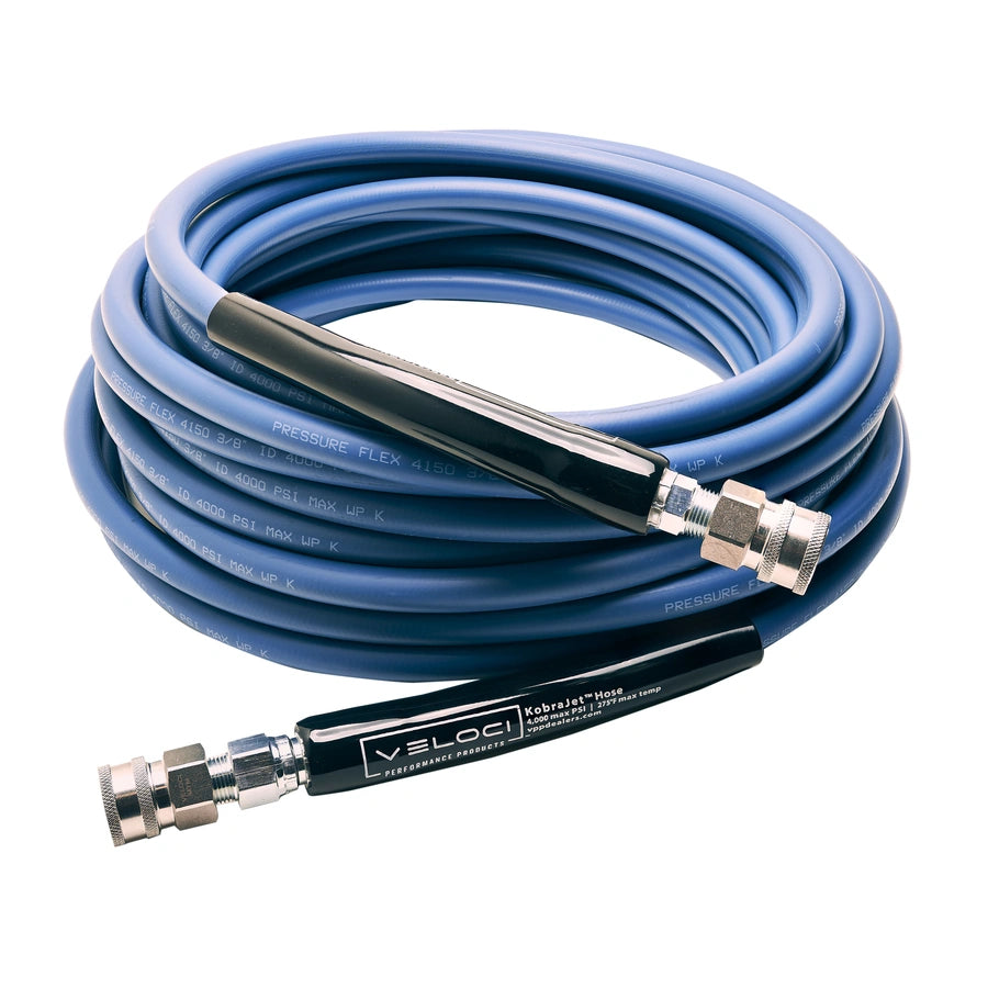 MTM Hydro KobraJet Non Marking Smooth Blue Hose 4,000 PSI - 50 Feet w/ SS Couplers
