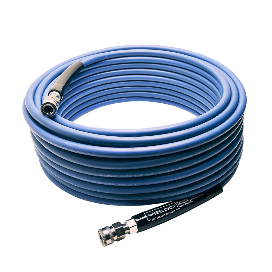 MTM Hydro KobraJet Non Marking Smooth Blue Hose 4,000 PSI - 75 Feet w/ SS Couplers