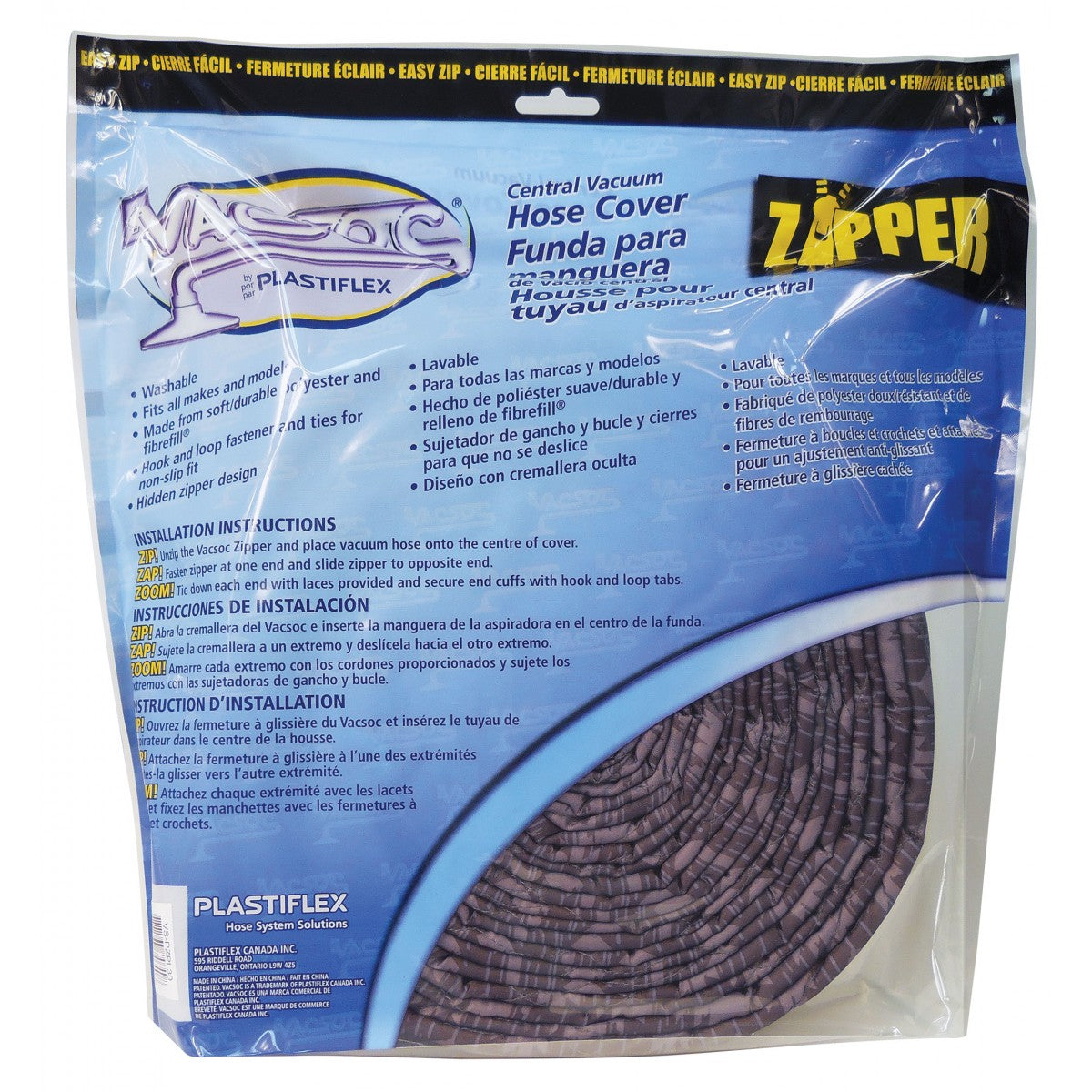 35' Padded Hose Cover With Zipper - VacSoc - Platinum