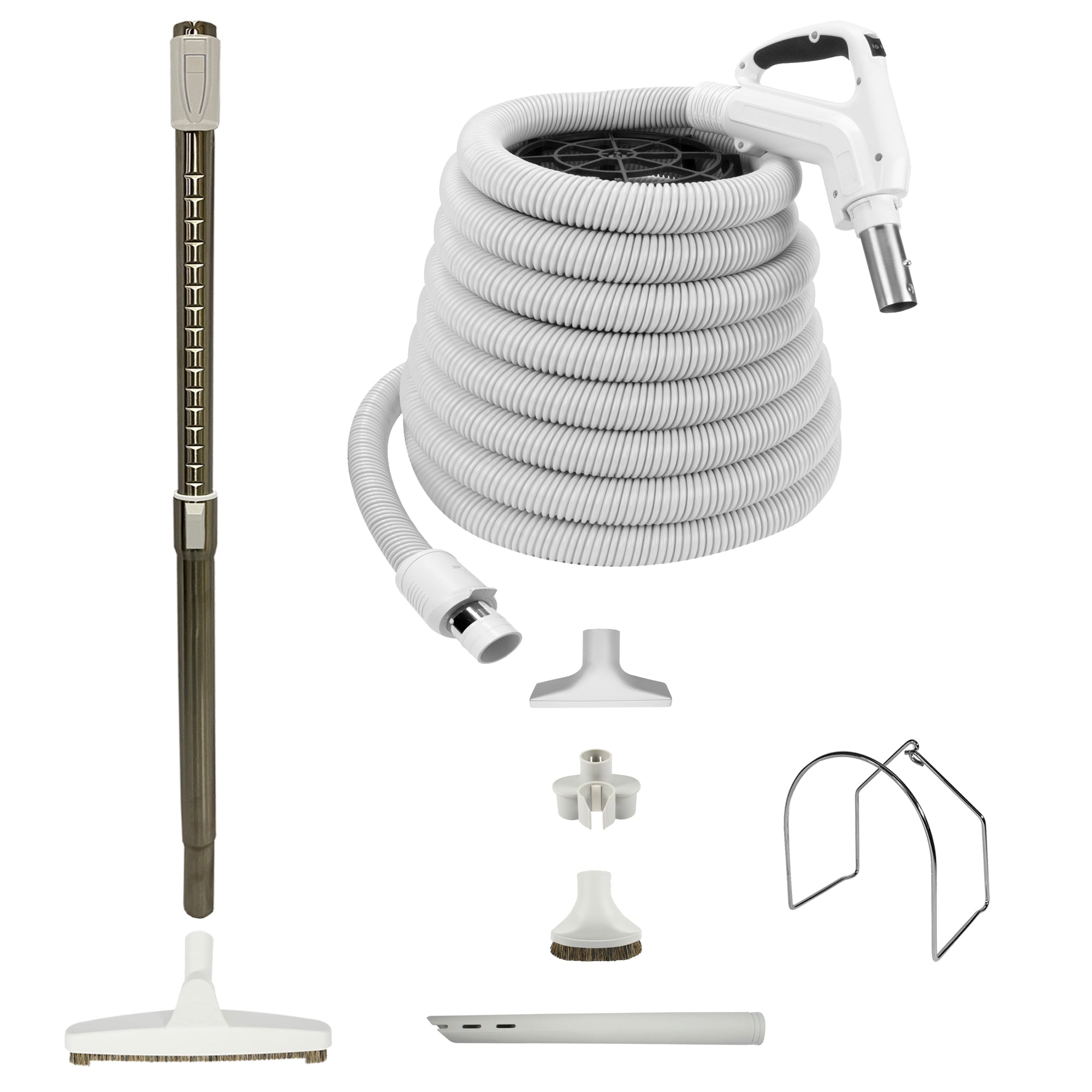 VPC Central Vacuum Accessory Kit with Telescopic Wand and Deluxe Tool Set - White