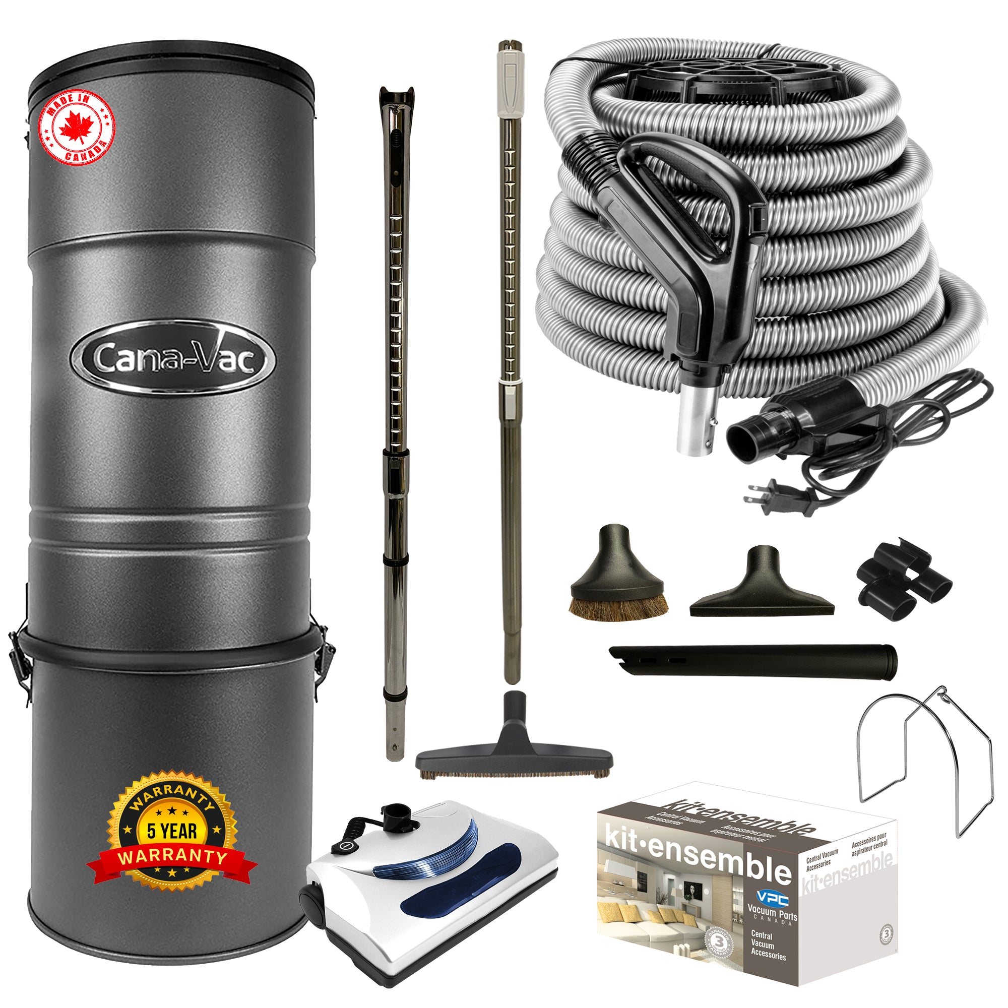 Cana-Vac CV587 Central Vacuum with Basic Electric Package (Black)
