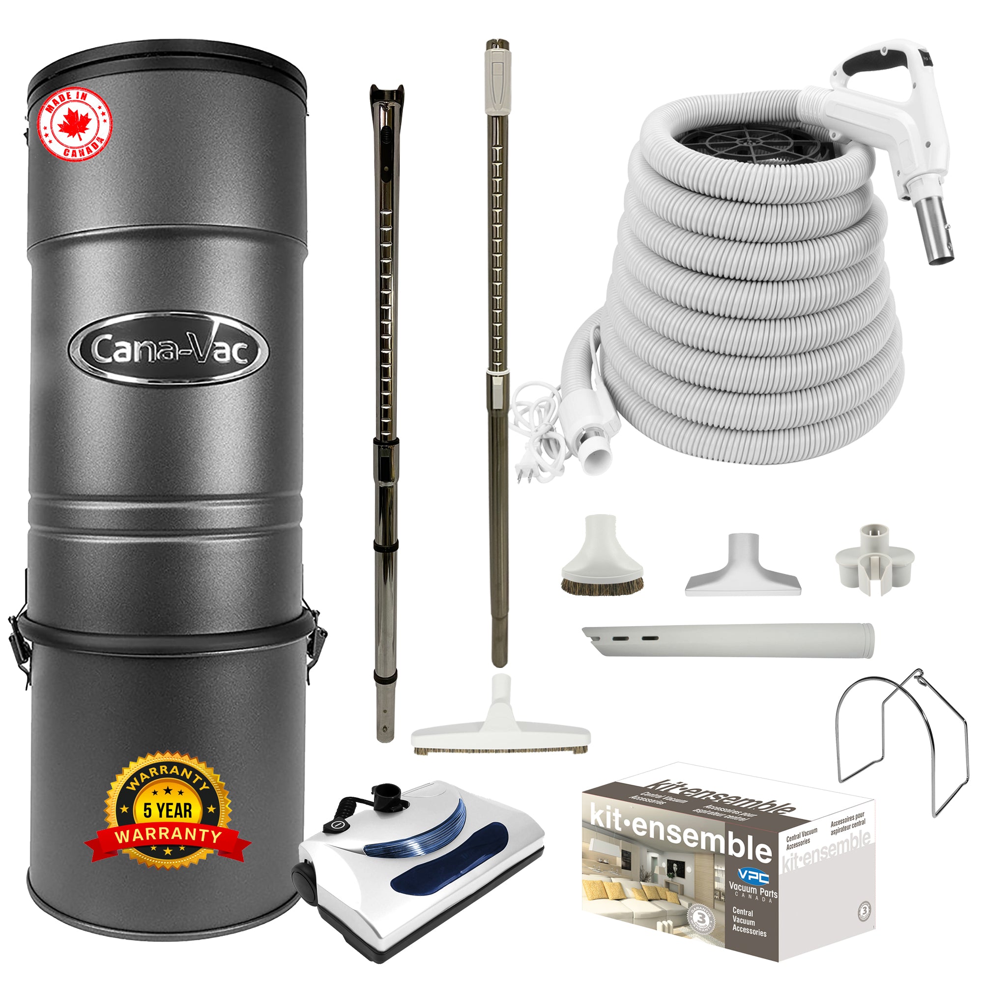 Cana-Vac CV587 Central Vacuum with Basic Electric Package (White)