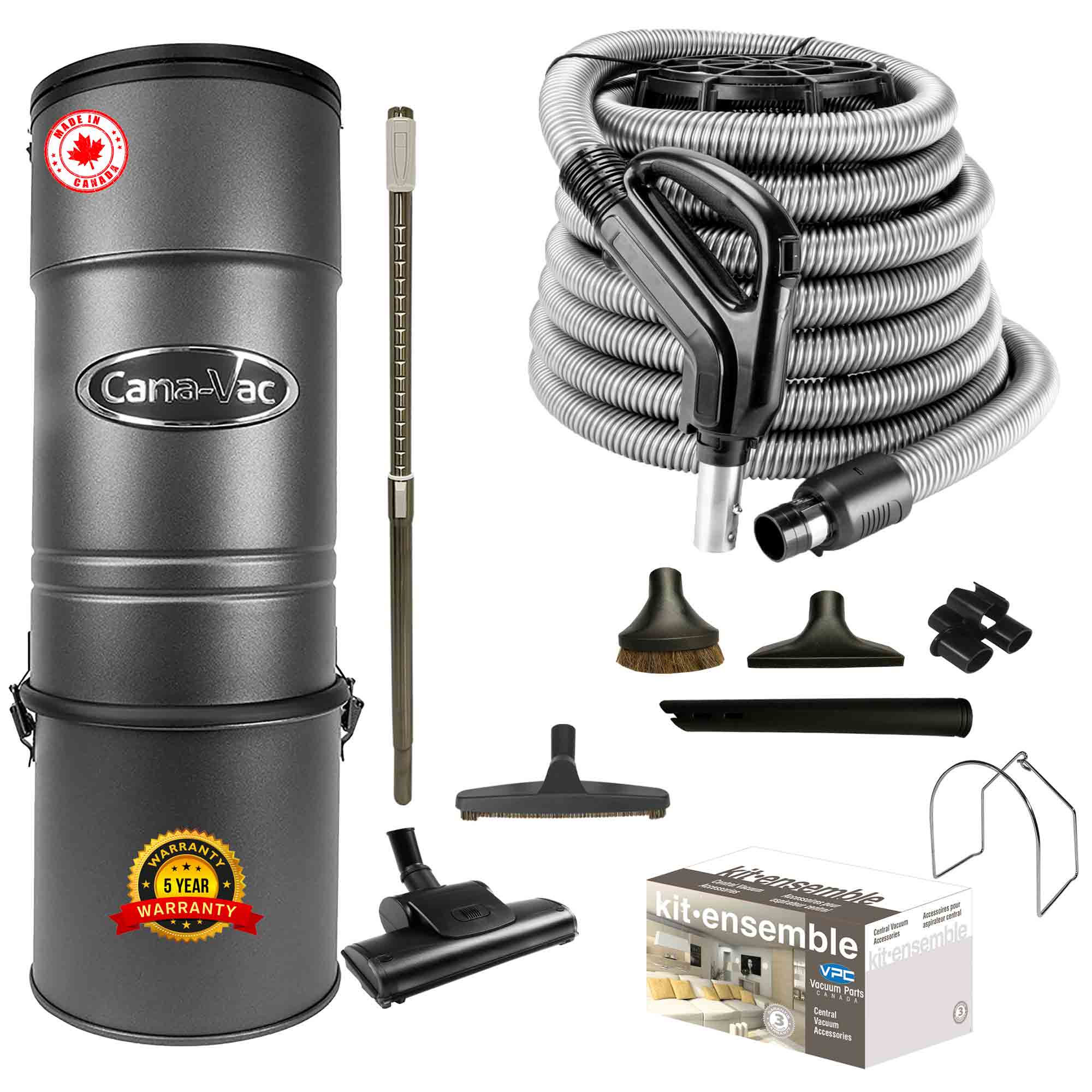 Cana-Vac CV587 Central Vacuum with Standard Air Package (Black)