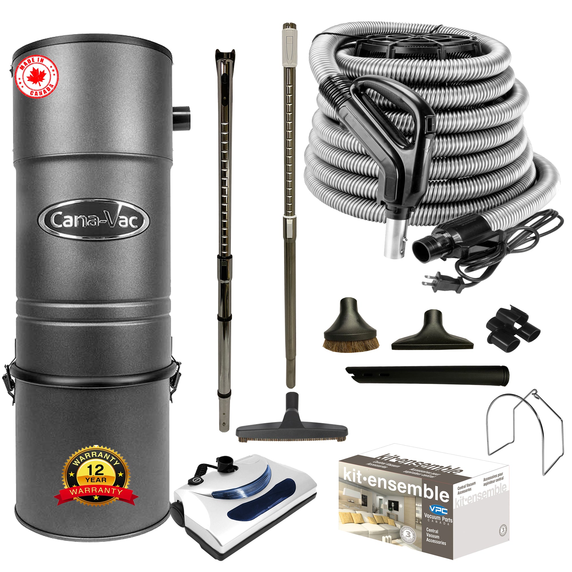 Cana-Vac CV687 Central Vacuum with Basic Electric Package (Black)