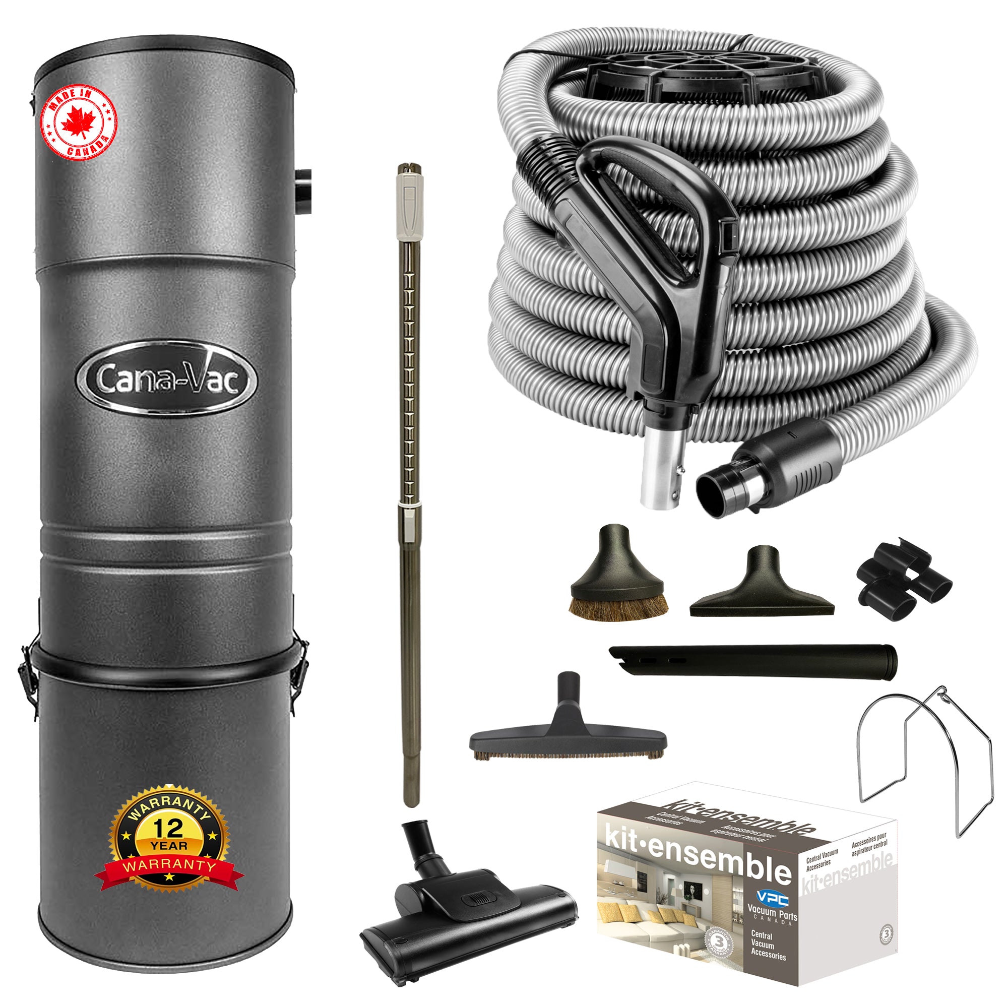 Cana-Vac CV687 Central Vacuum with Standard Air Package (Black)