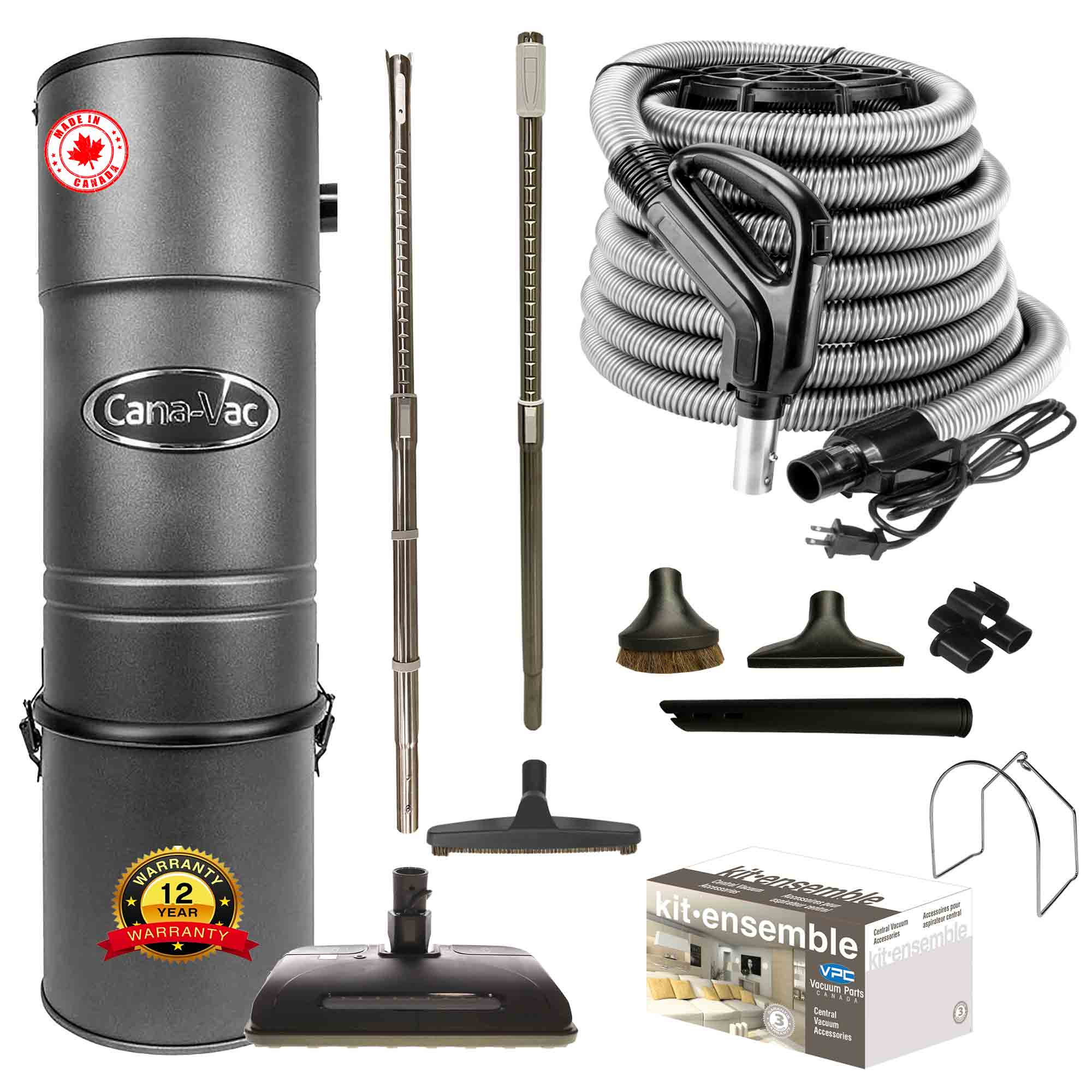 Cana-Vac CV687 Central Vacuum with Ultra Electric Package (Black)