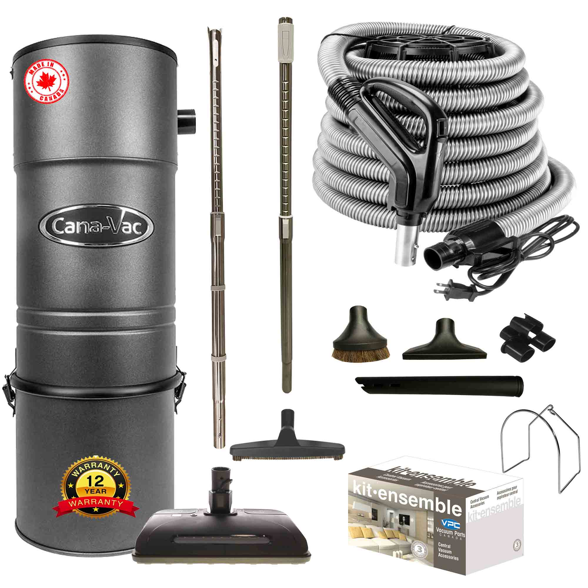 Cana-Vac CV787 Central Vacuum with Ultra Electric Package (Black)