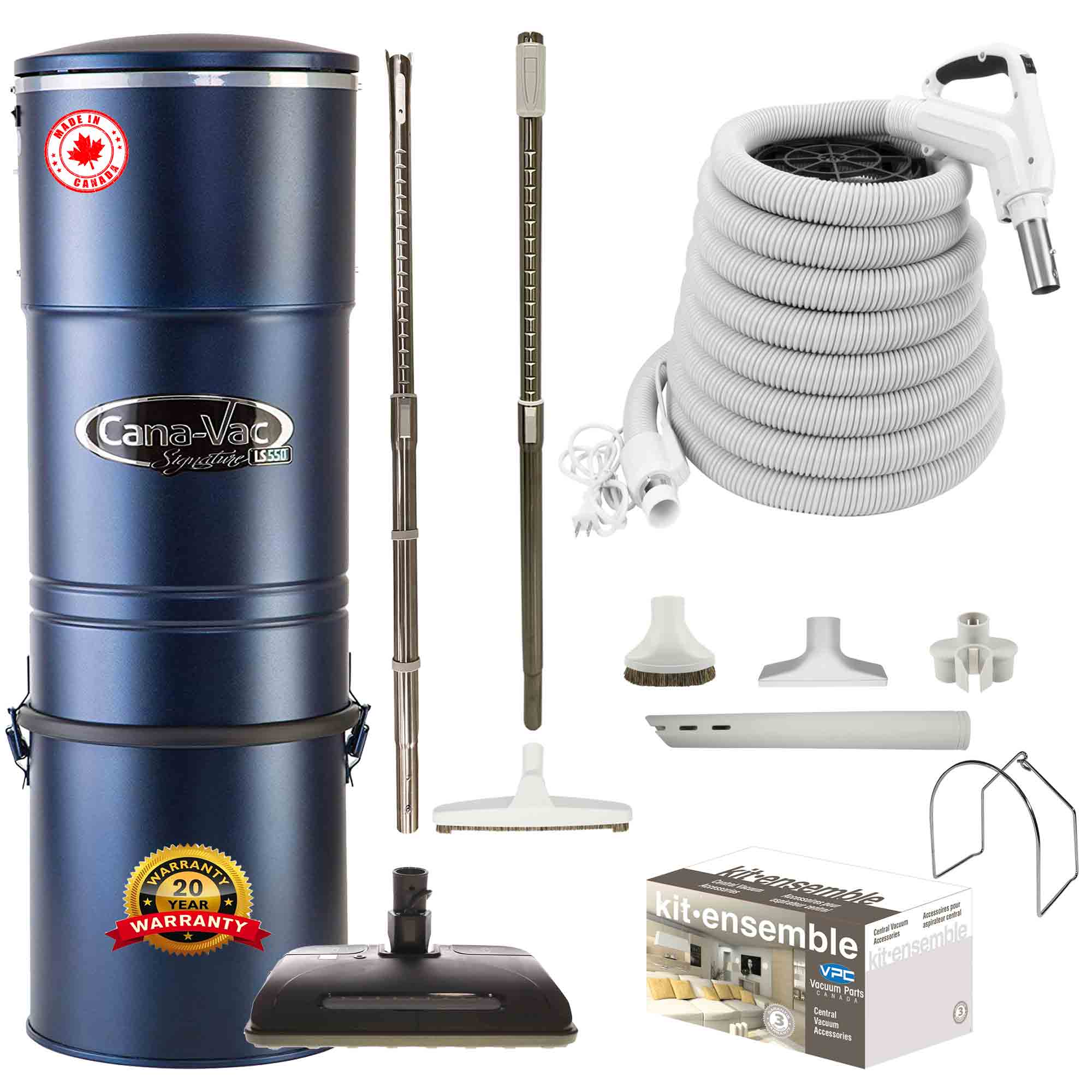 Cana-Vac LS590 Central Vacuum with Ultra Electric Package (White)