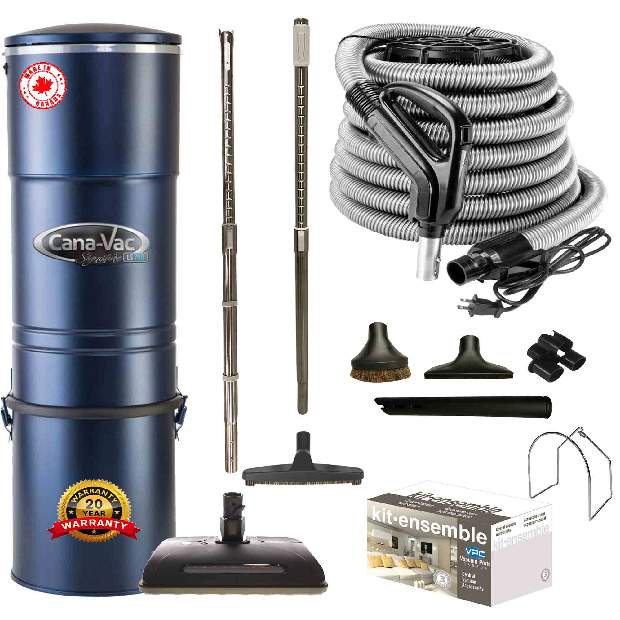 Cana-Vac LS790 Central Vacuum with Ultra Electric Package (Black)