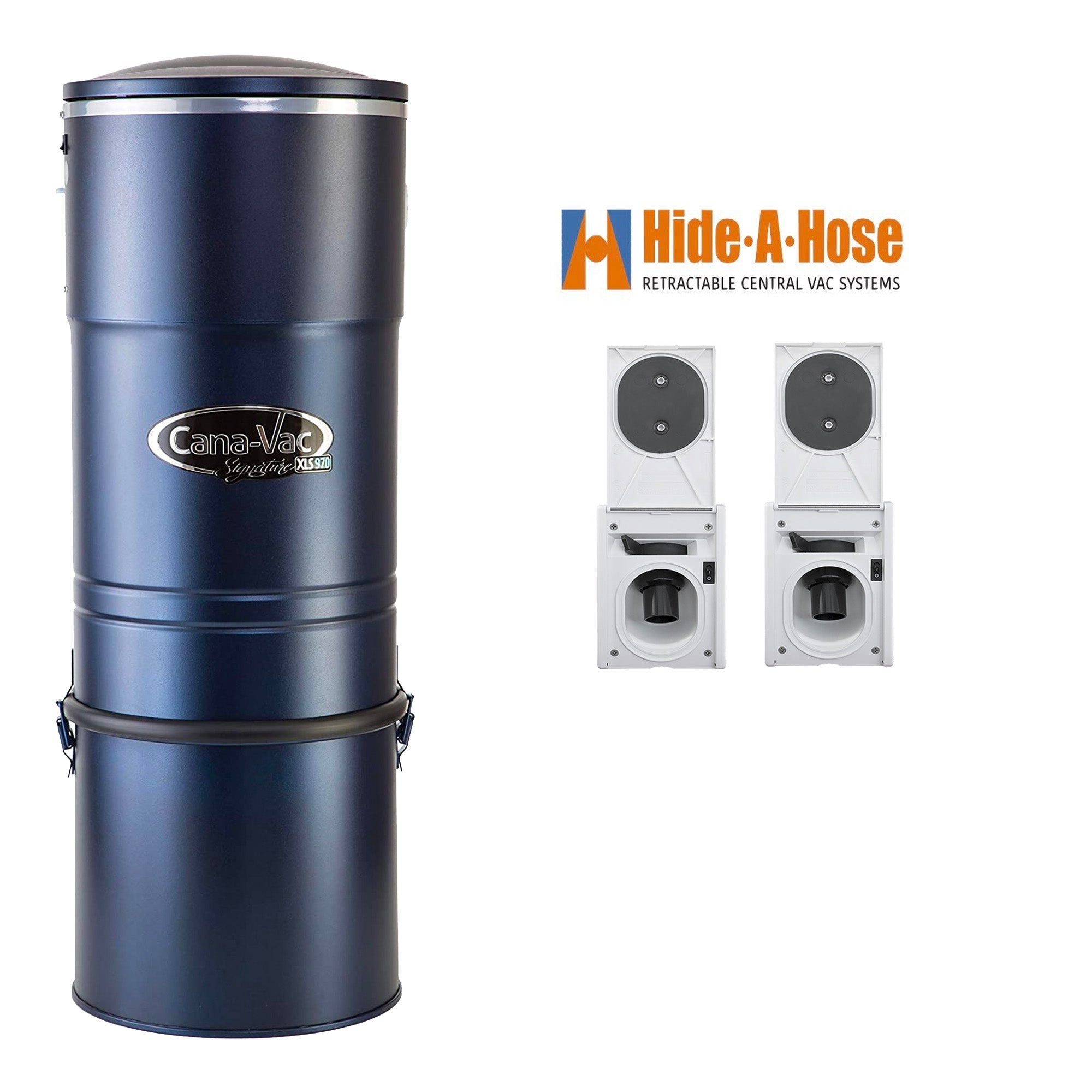 CanaVac XLS990 Central Vacuum System with Complete Hide-A-Hose Installation Package