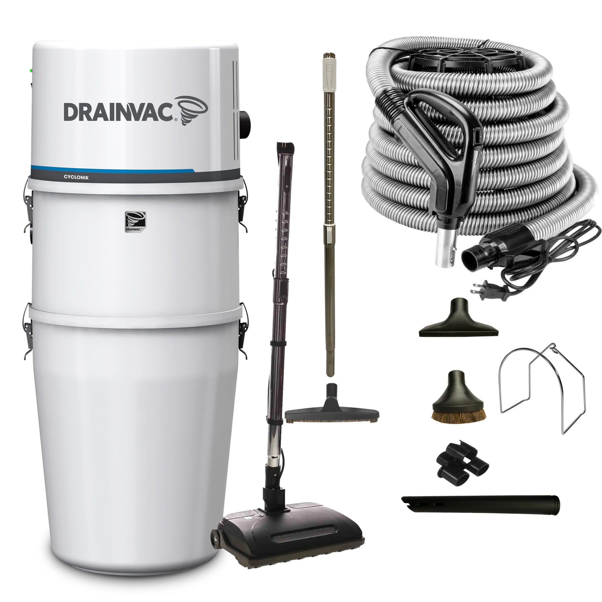 DrainVac DV1R800 Cyclonic Central Vacuum with 800 AW and Foam Filter with Airstream Air Package