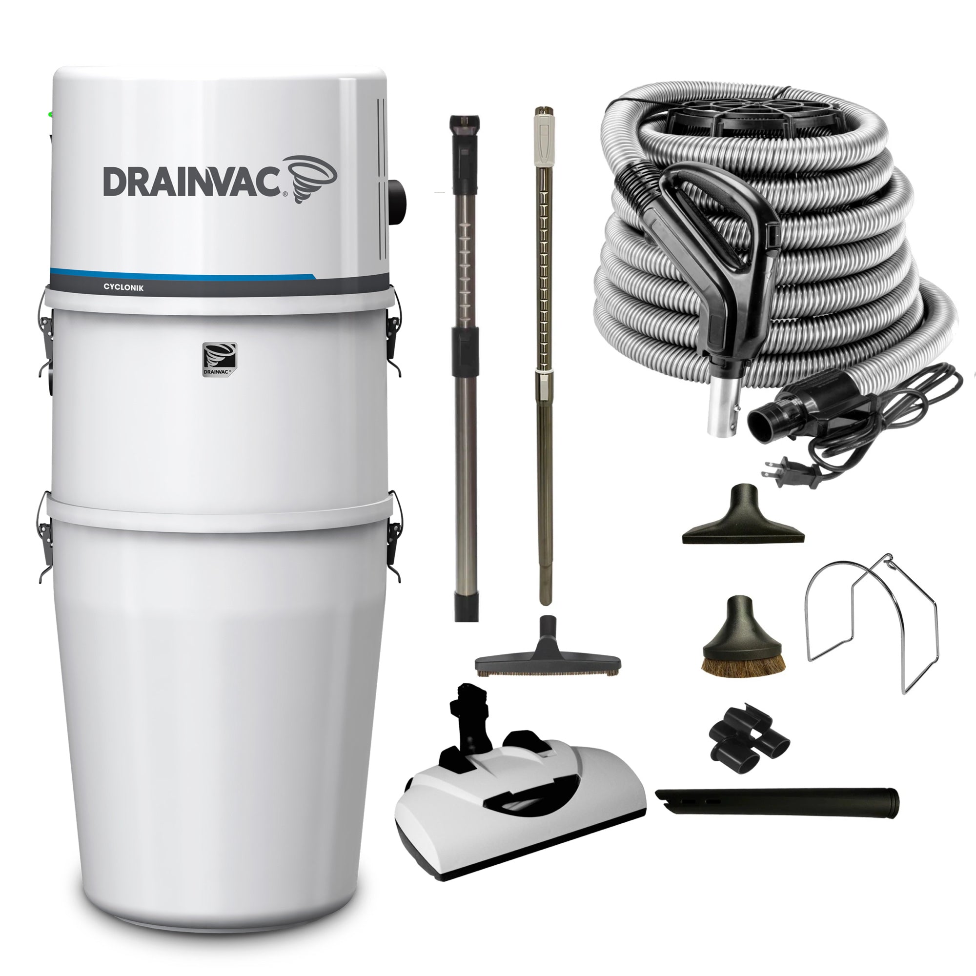 DrainVac Cyclonik Central Vacuum with Wessel Werk EBK360 Electric Package