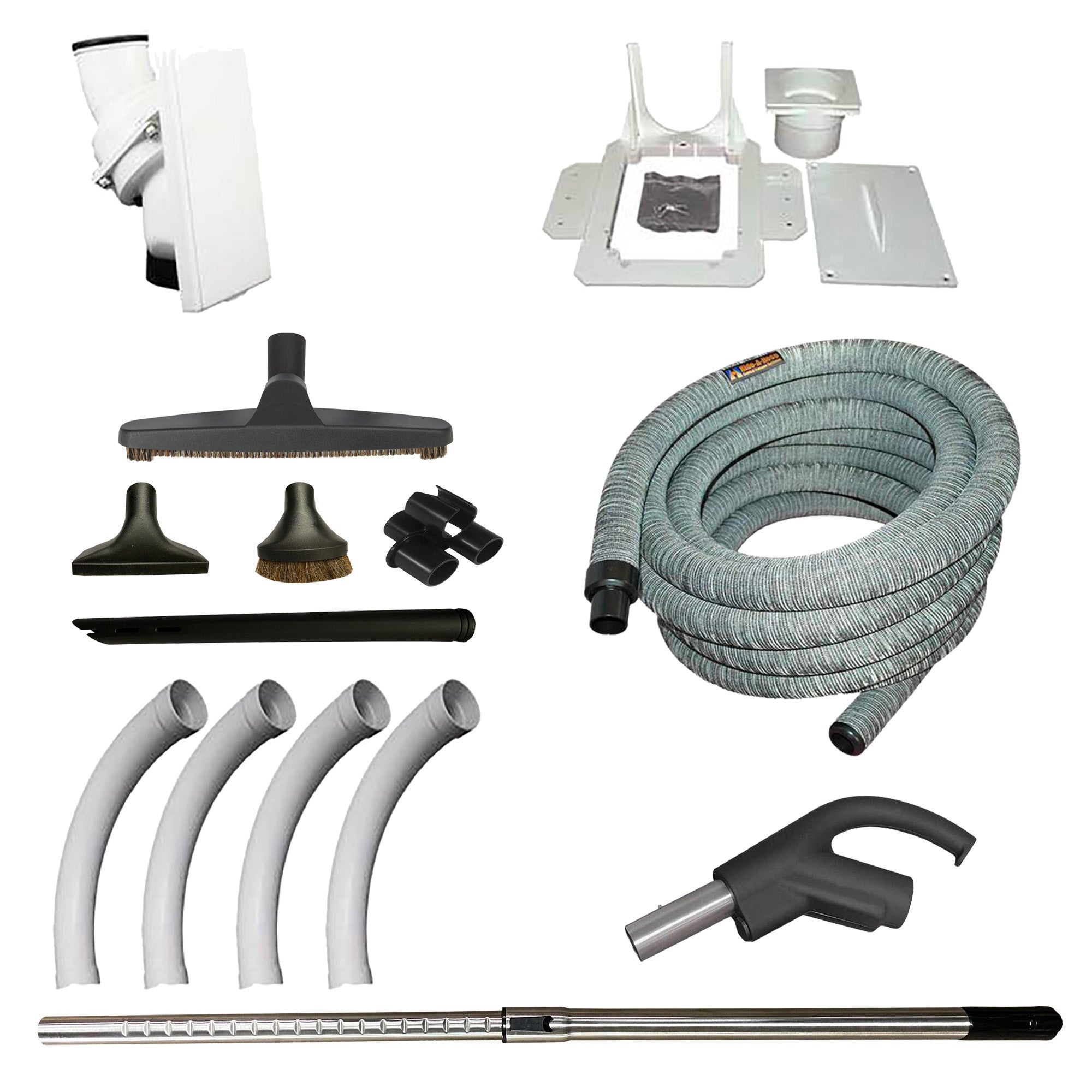 Central vacuum shop hose parts