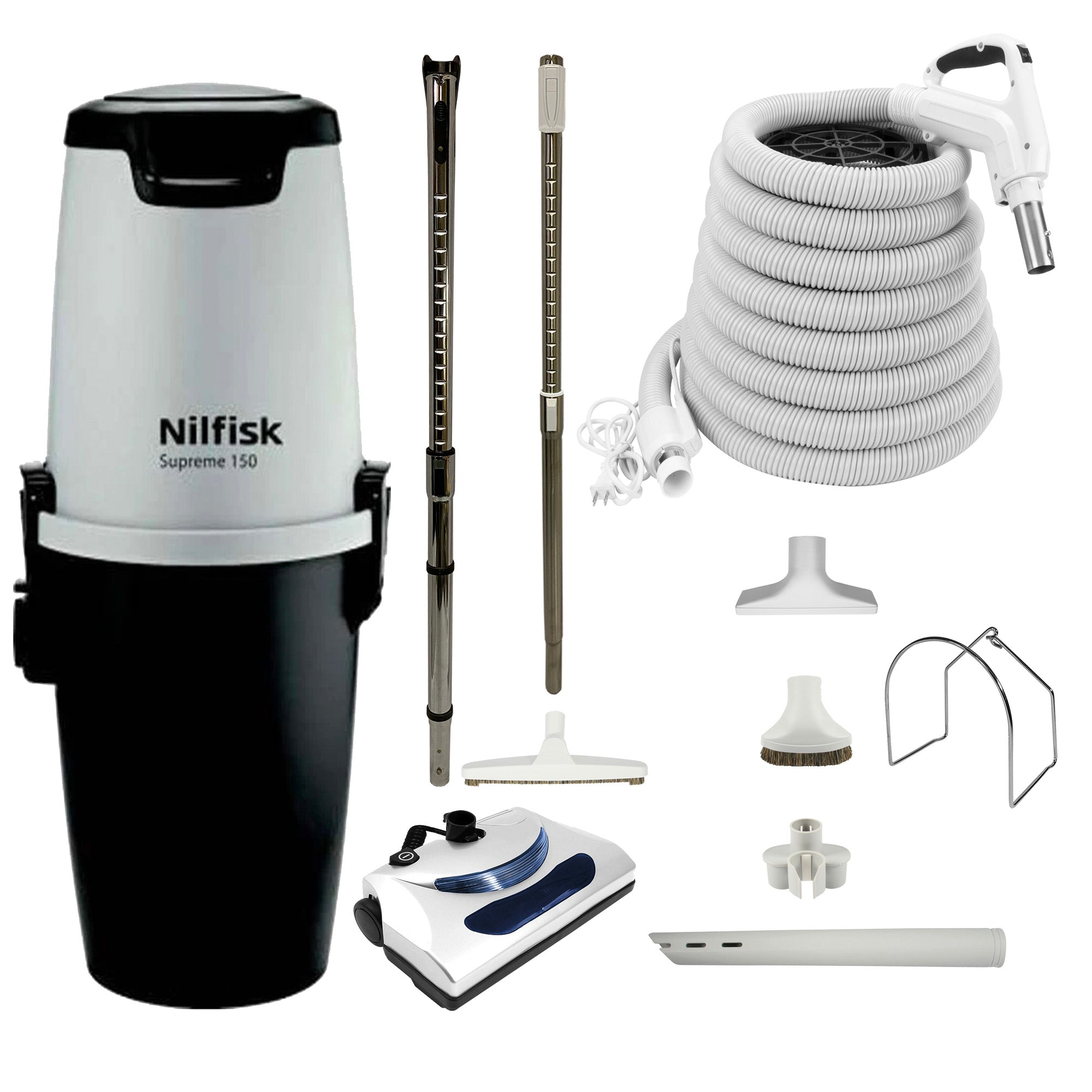 Nilfisk Supreme 150 Central Vacuum with Basic Electric Kit - White