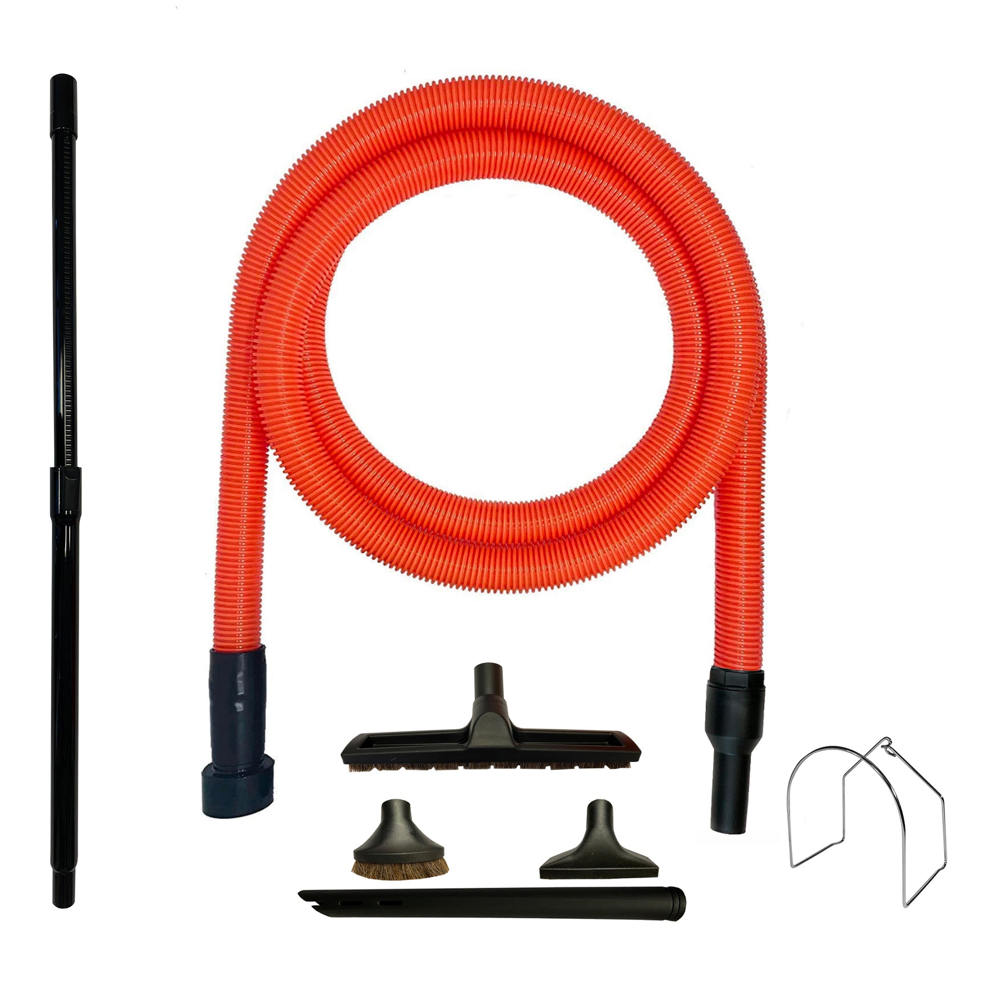 VPC Premium Wet Dry Shop Vacuum Extension Hose with 4-Piece Deluxe Cleaning Attachments and Telescopic Wand - Orange