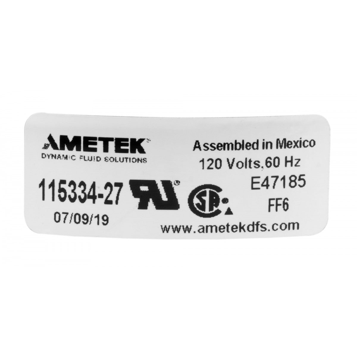 Ametek Tangential Vacuum Motor - 120 Volts