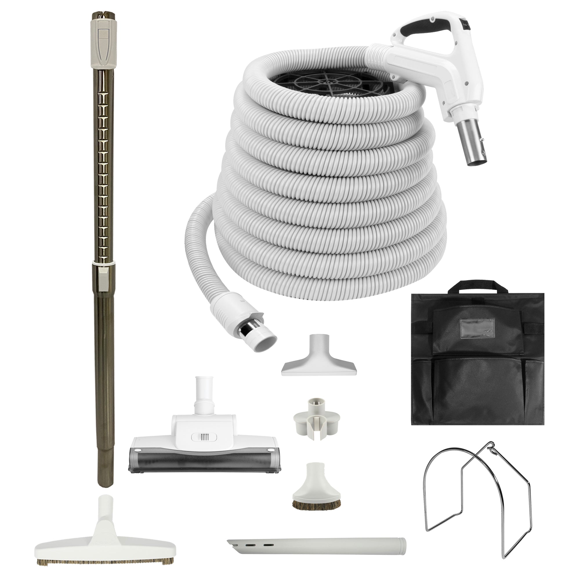 VPC Central Vacuum Accessory Kit - Air Driven - Telescopic Wand with Deluxe Tool Brushes - White