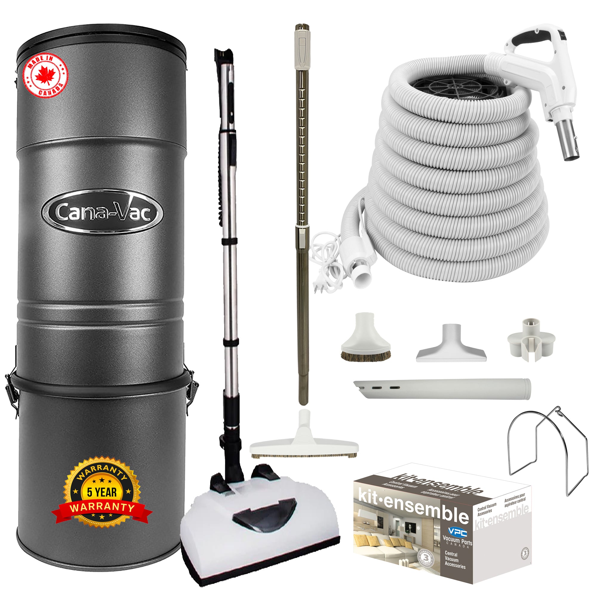 Cana-Vac CV587 Central Vacuum with Deluxe Electric Package (White)