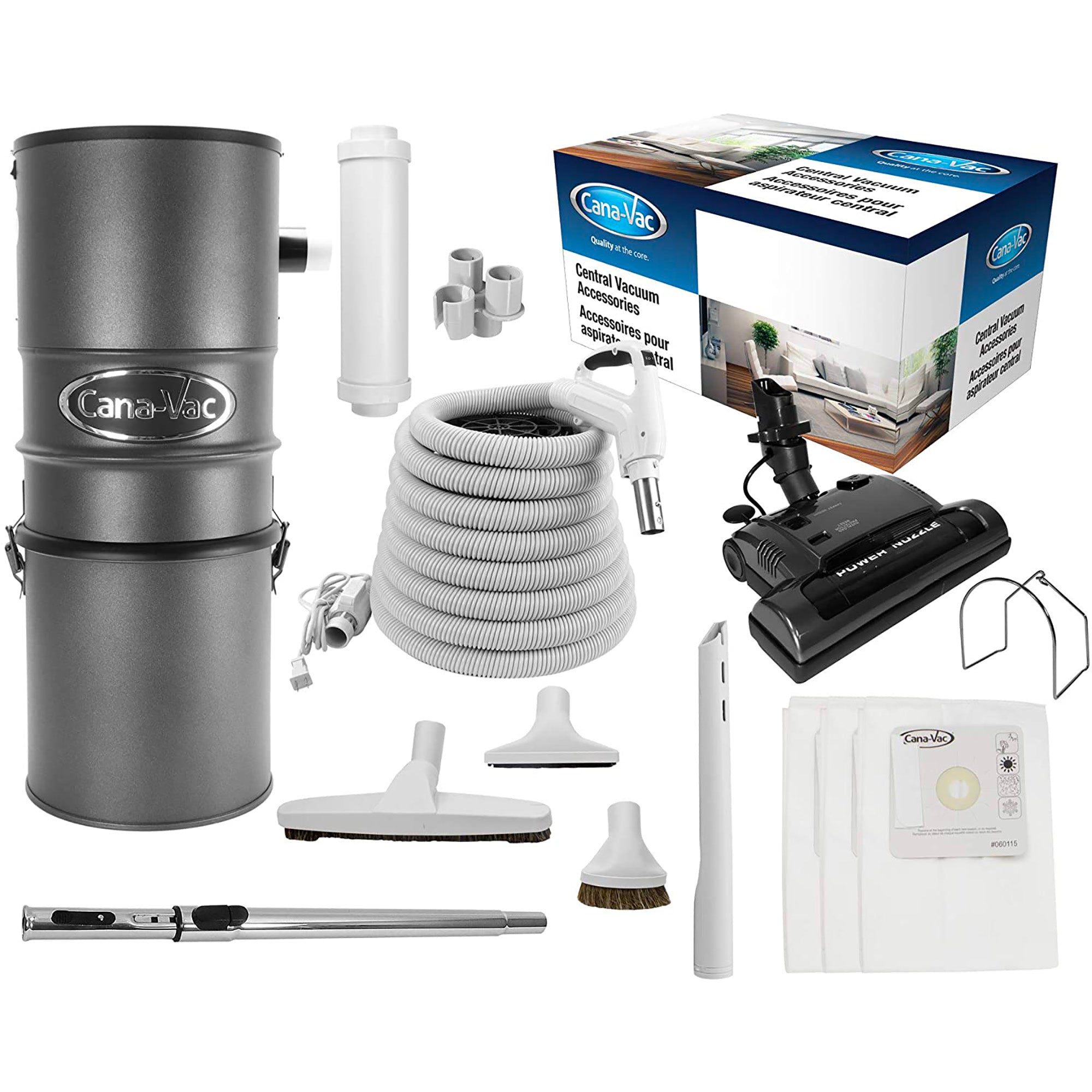 Cana-Vac CV700DP Ethos Central Vacuum with Power Essentials Electric Package