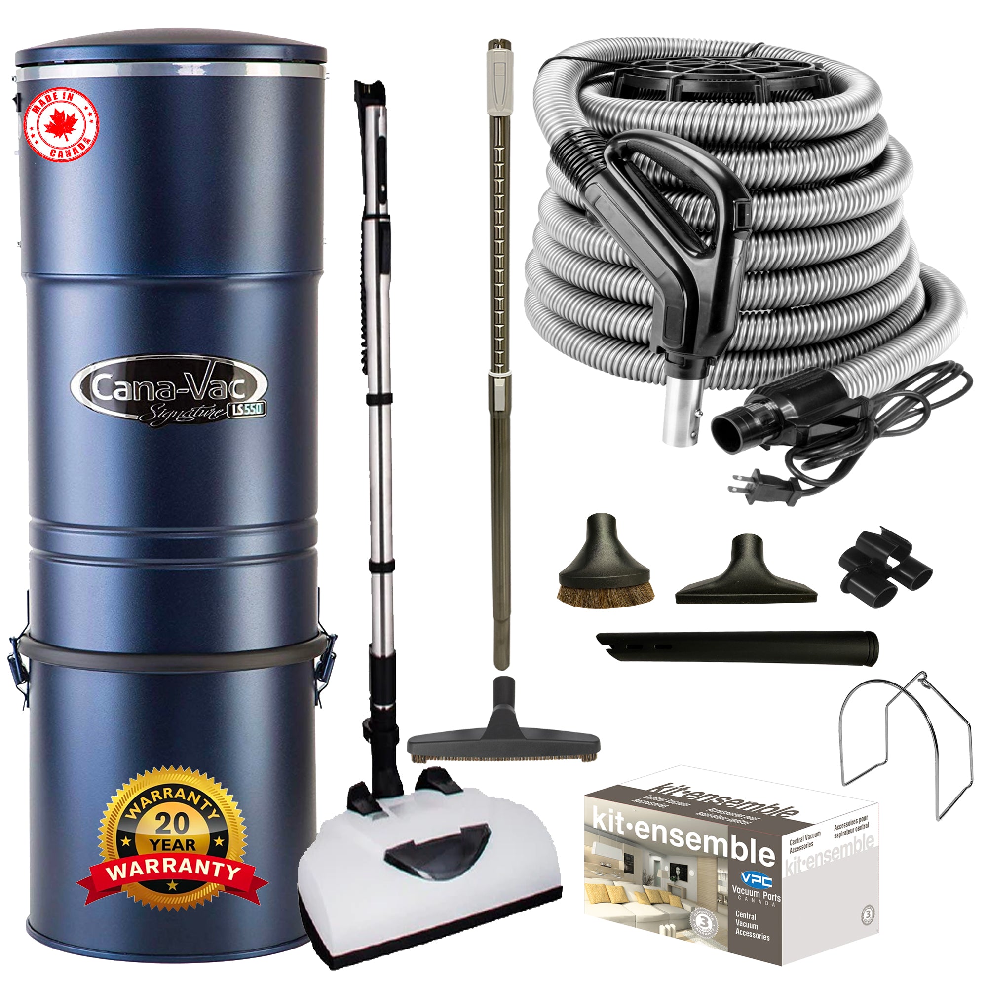 Cana-Vac LS590 Central Vacuum with Deluxe Electric Package (Black)