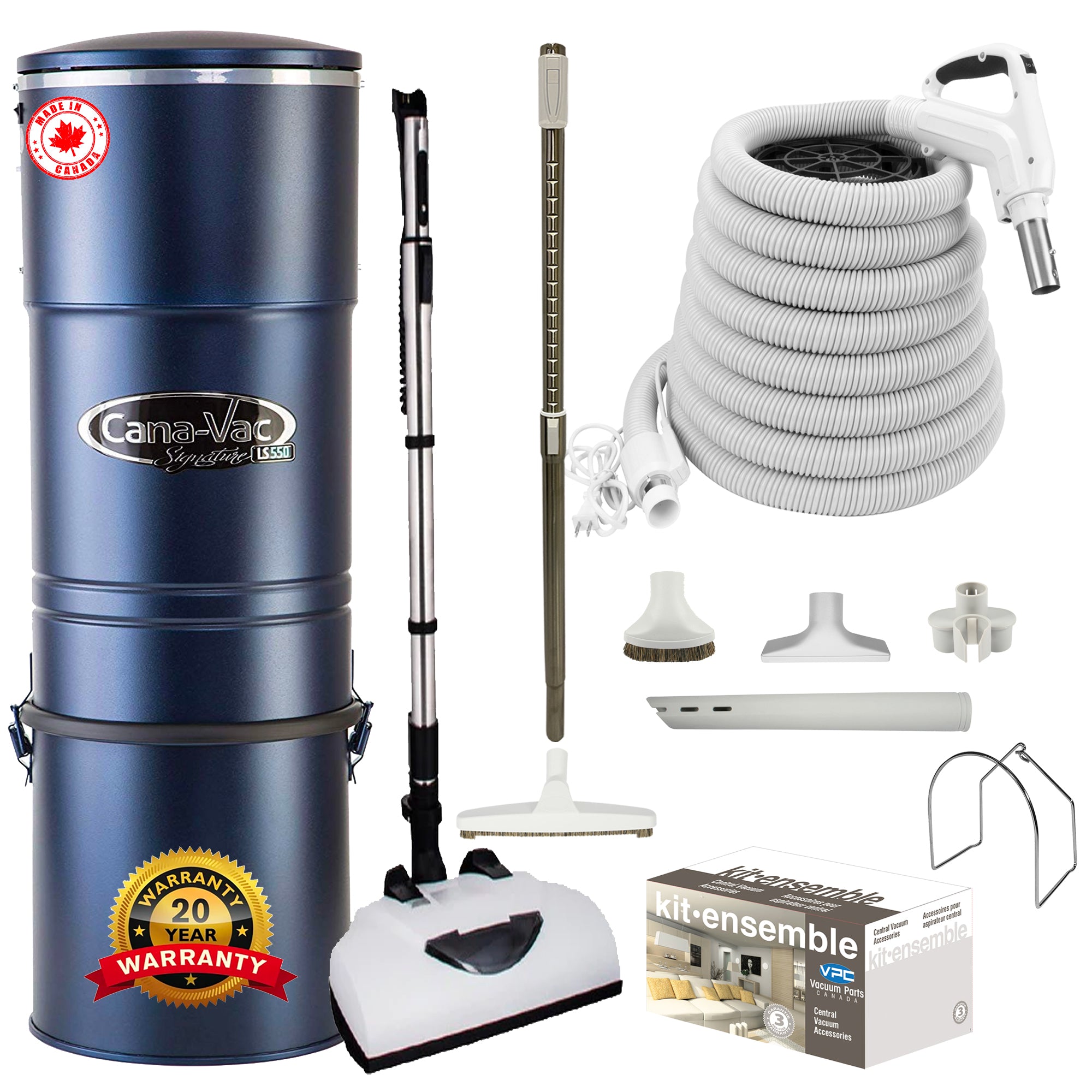 Cana-Vac LS590 Central Vacuum with Deluxe Electric Package (White)