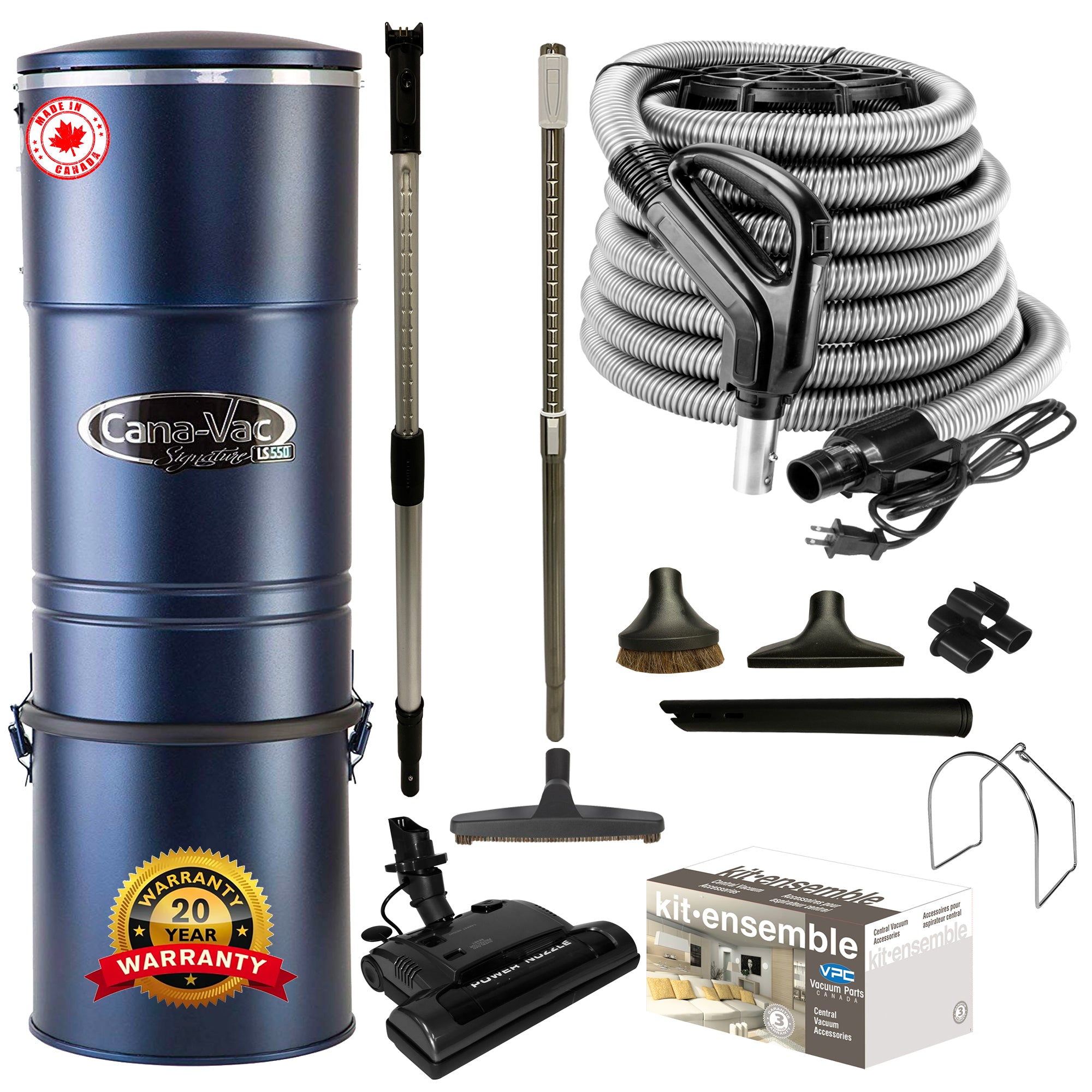 Cana-Vac LS590 Central Vacuum with Standard Electric Package (Black)