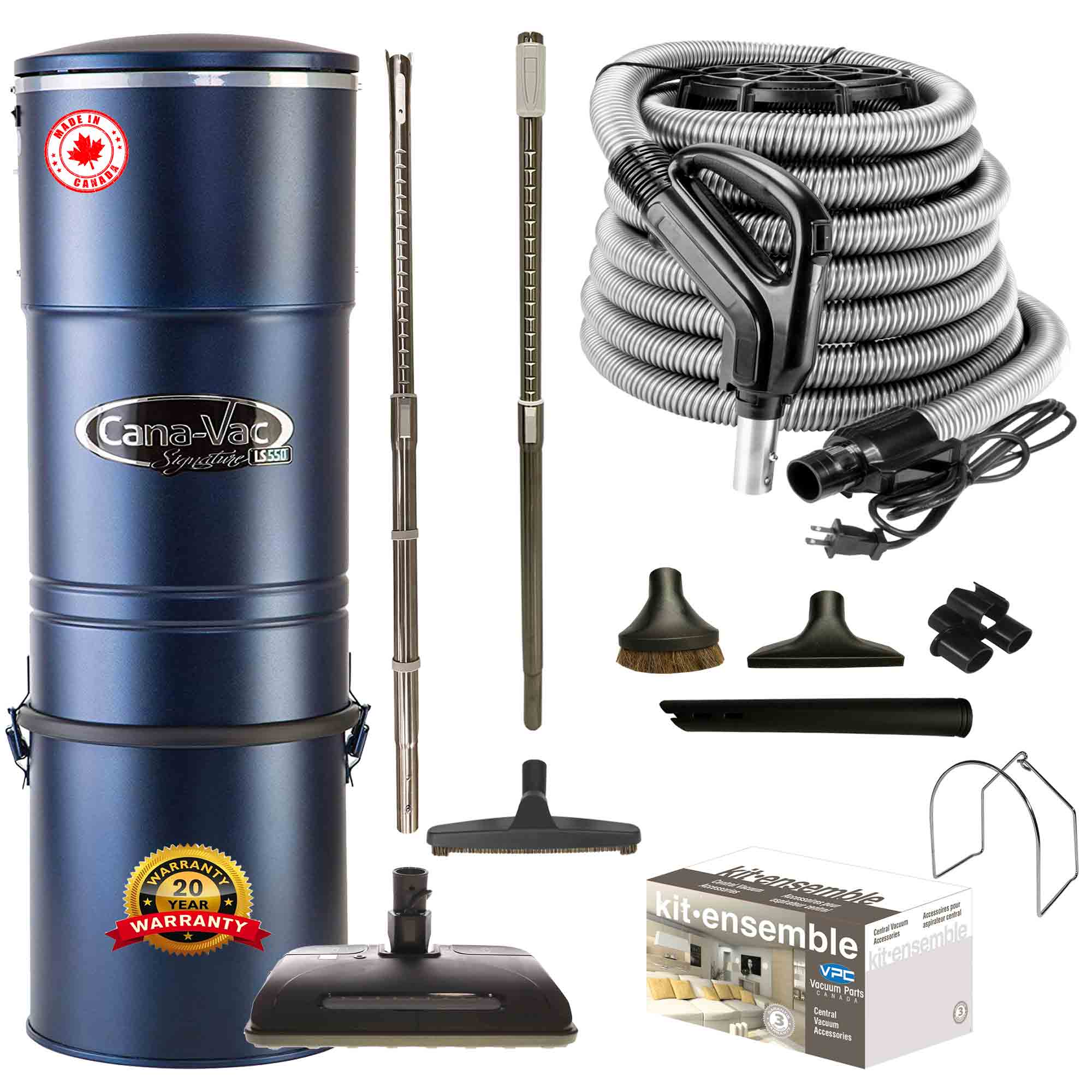 Cana-Vac LS590 Central Vacuum with Ultra Electric Package (Black)
