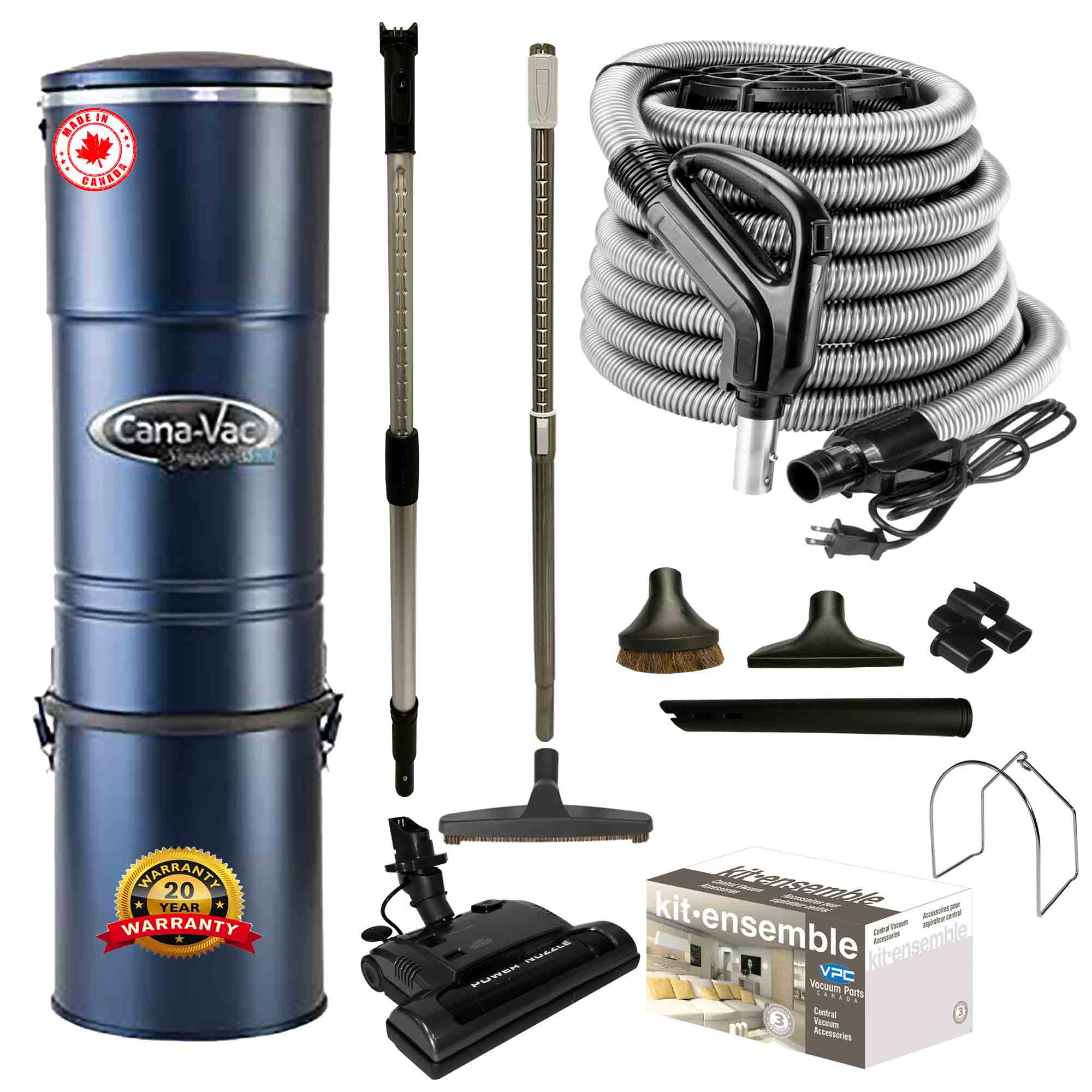 Cana-Vac LS690 Central Vacuum with Standard Electric Package (Black)