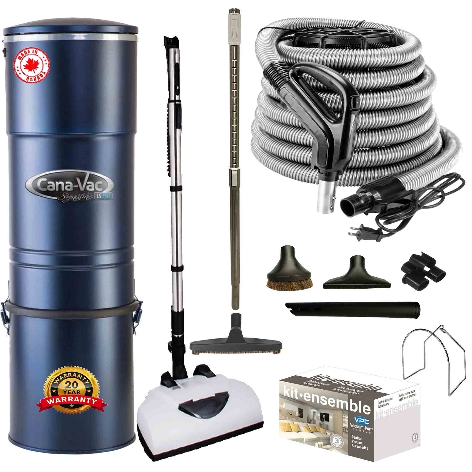 Cana-Vac LS790 Central Vacuum with Deluxe Electric Package (Black)