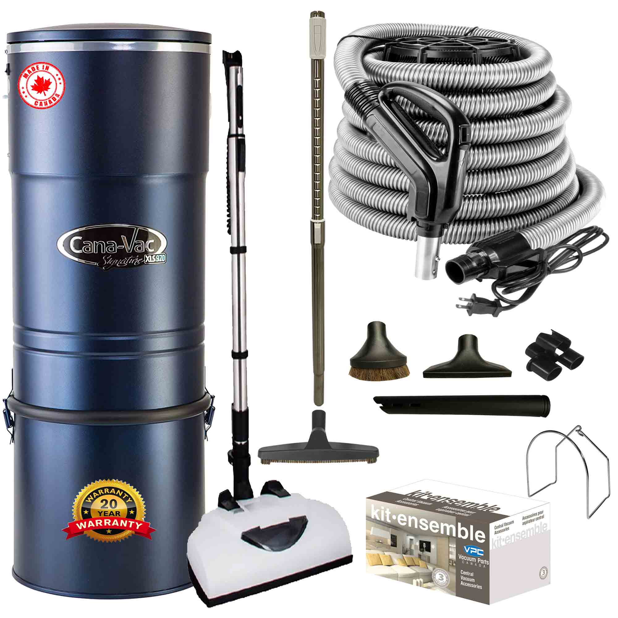 Cana-Vac XLS990 Central Vacuum with Deluxe Electric Package (Black)
