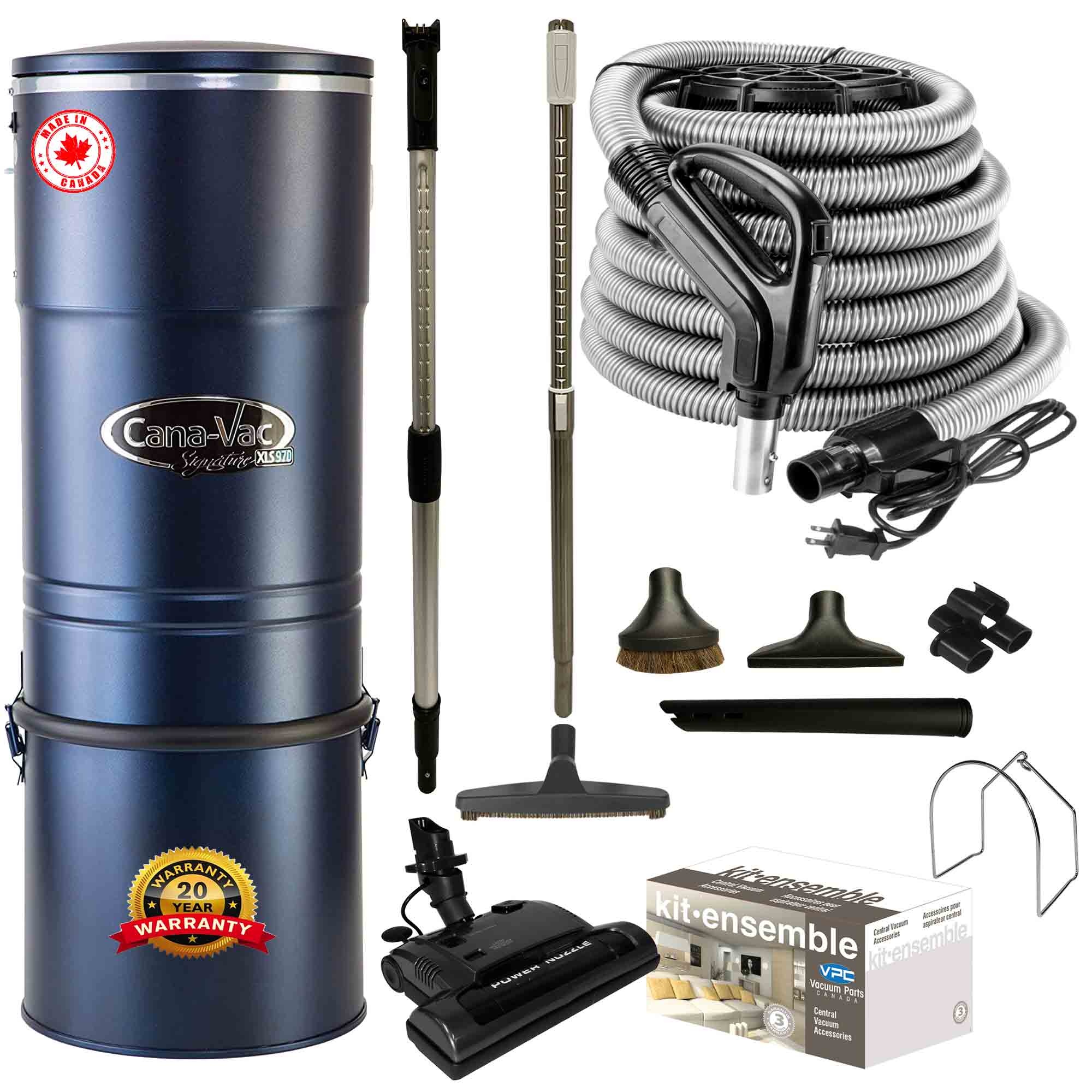 Cana-Vac XLS990 Central Vacuum with Standard Electric Package (Black)
