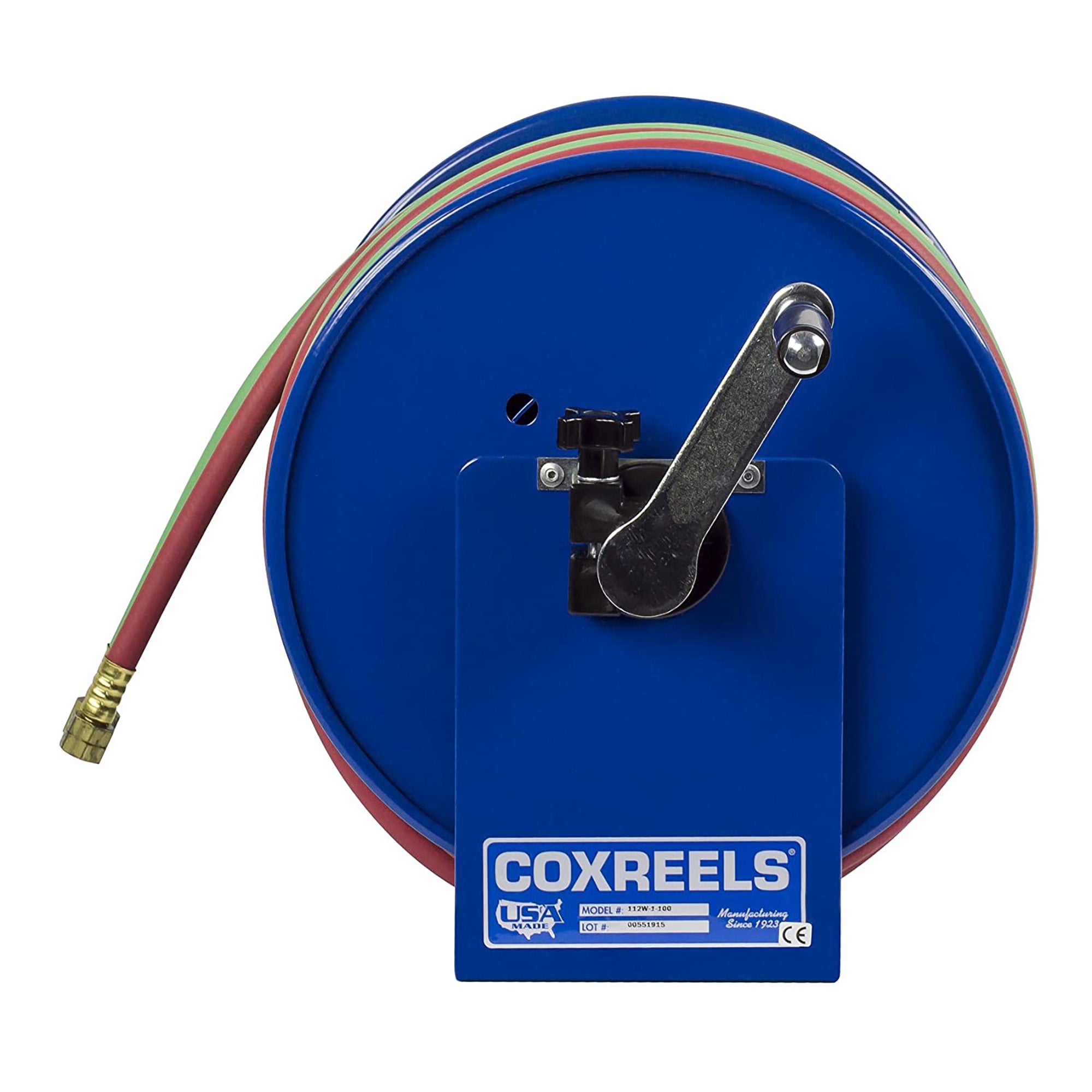 Coxreels 112W-1-100 Hand Crank Steel Welding Hose Reel | 1/4" x 100' | 200 PSI