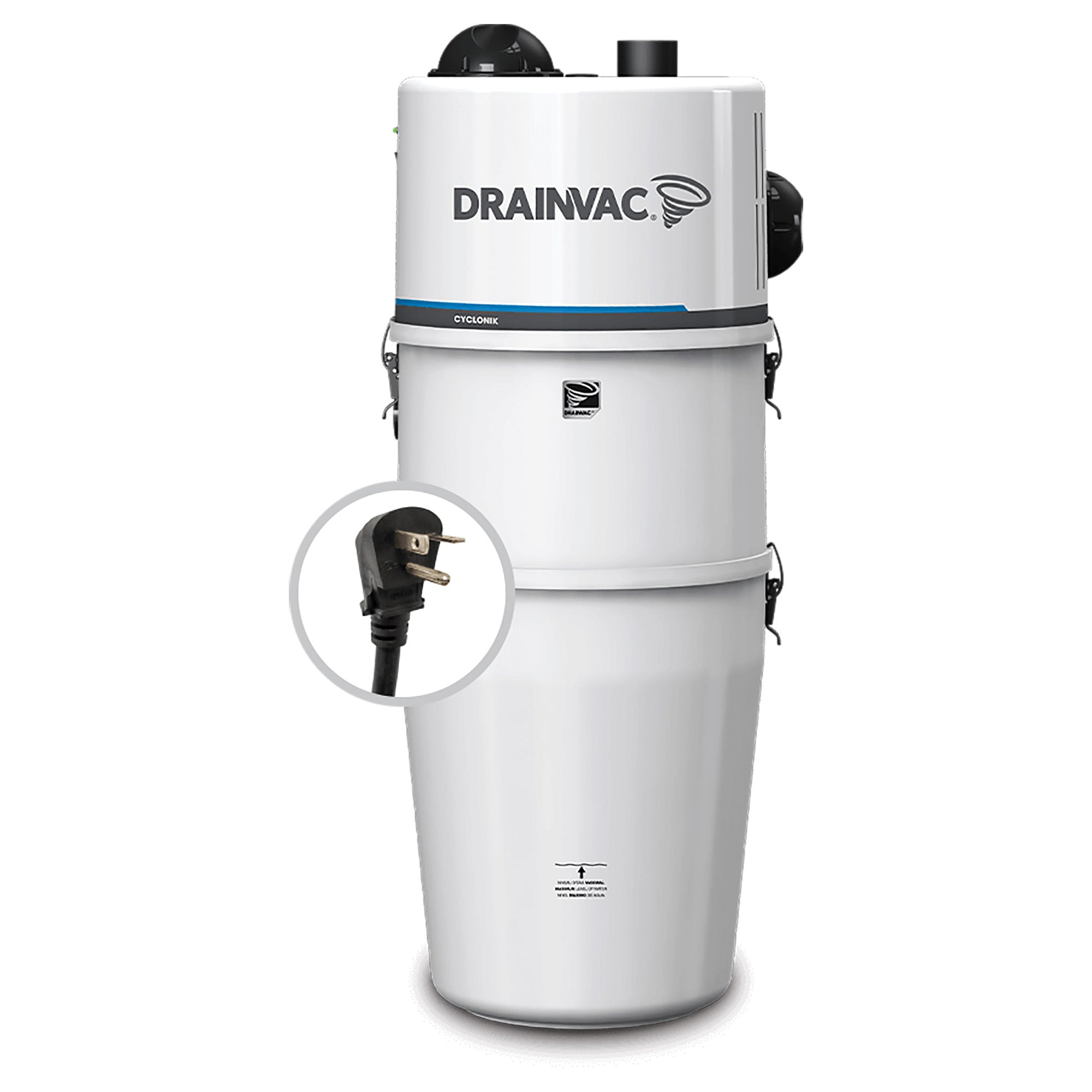 DrainVac DV1R15-CT Cyclonik Central Vacuum - 2x355 Air Watts with Cartridge Filter