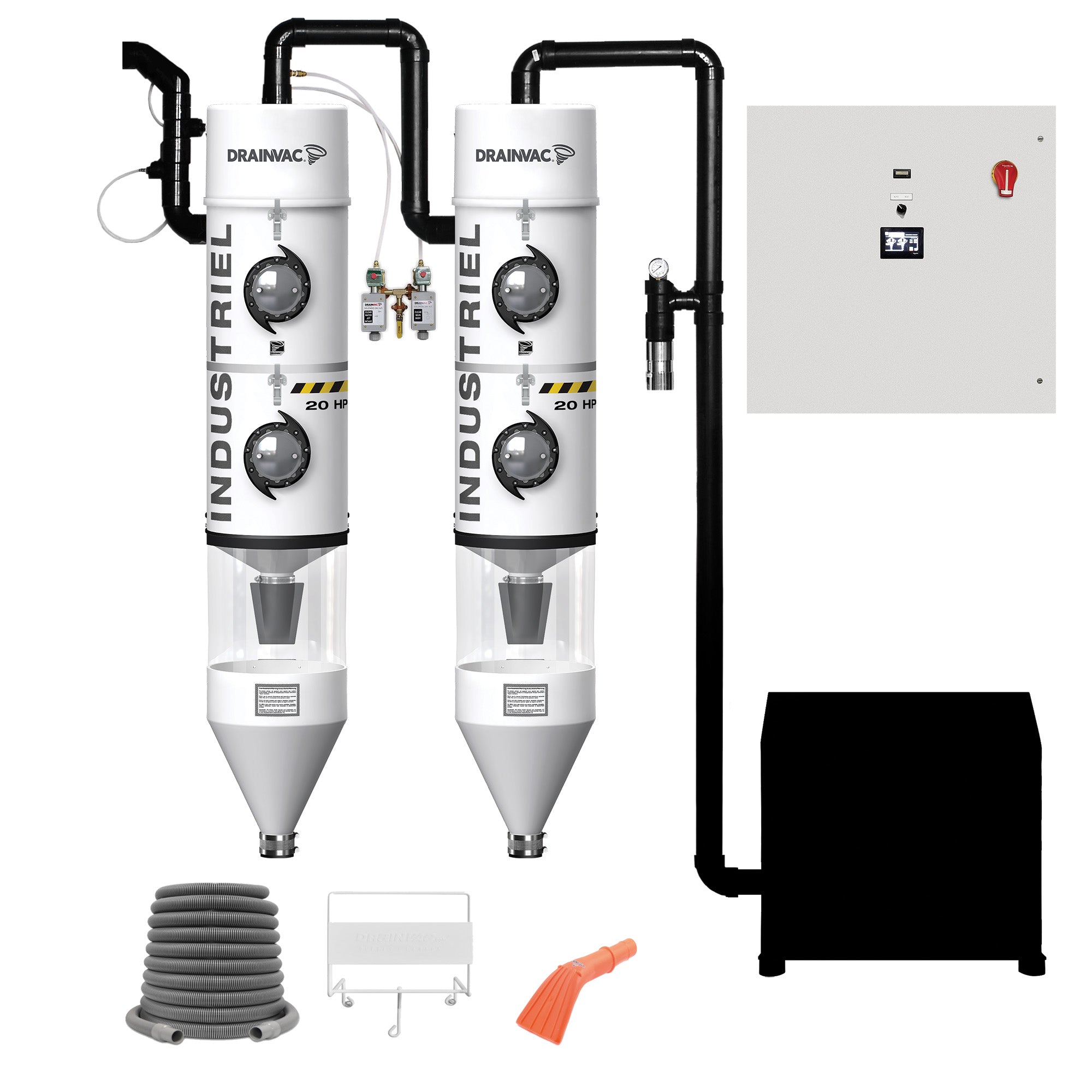 DrainVac DV2A684 Automatik Industrial Wet/Dry Central Vacuum System with Self-Flushing Separators and REGEN17HP Motor