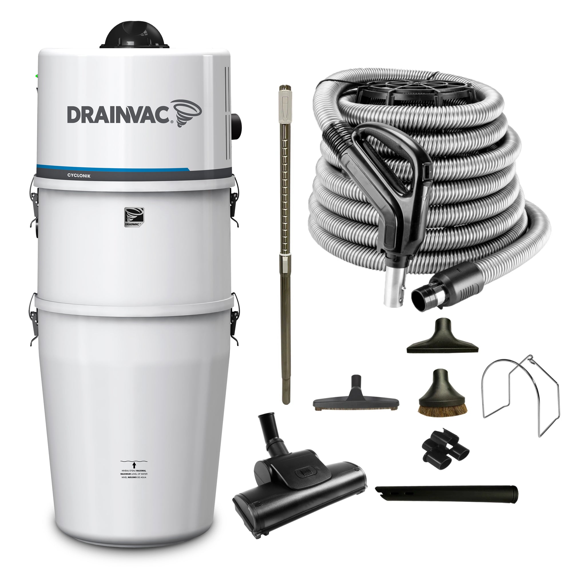 DrainVac Cyclonik Central Vacuum with Deluxe Air Package
