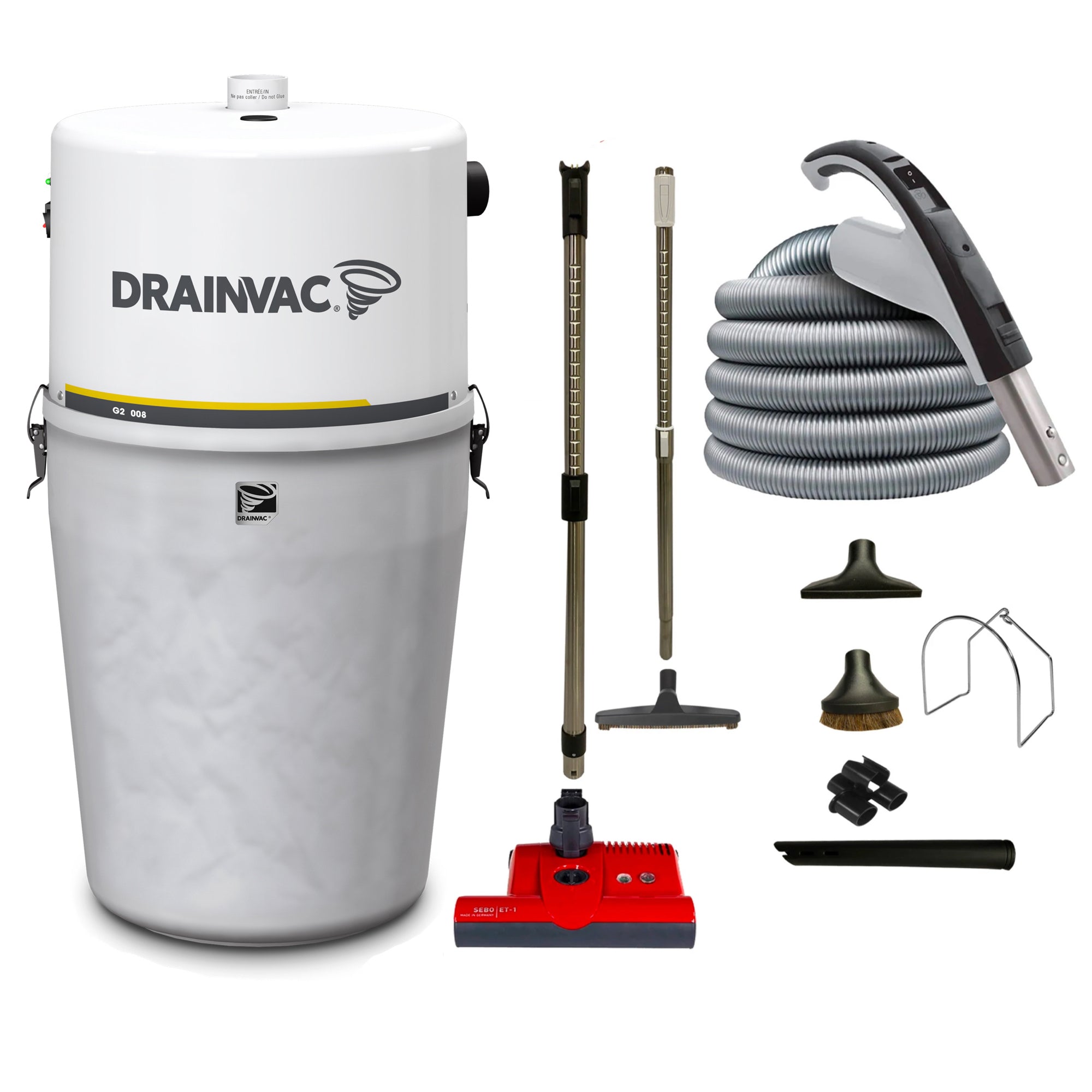 DrainVac G2-008 Central Vacuum with SEBO ET-1 Electric Package