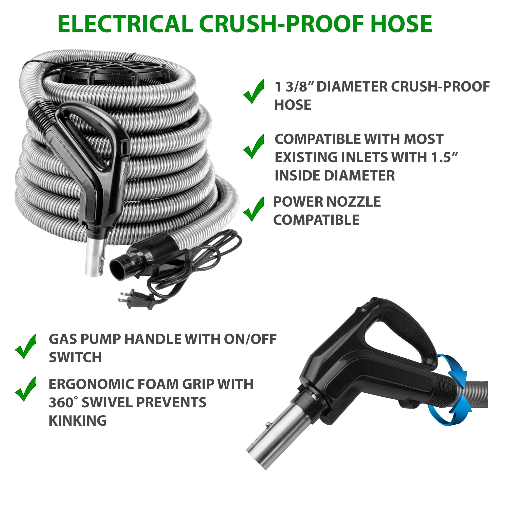 DrainVac G2-008 Central Vacuum Cleaner | 800 Air Watts Motor | Basic Electric Package