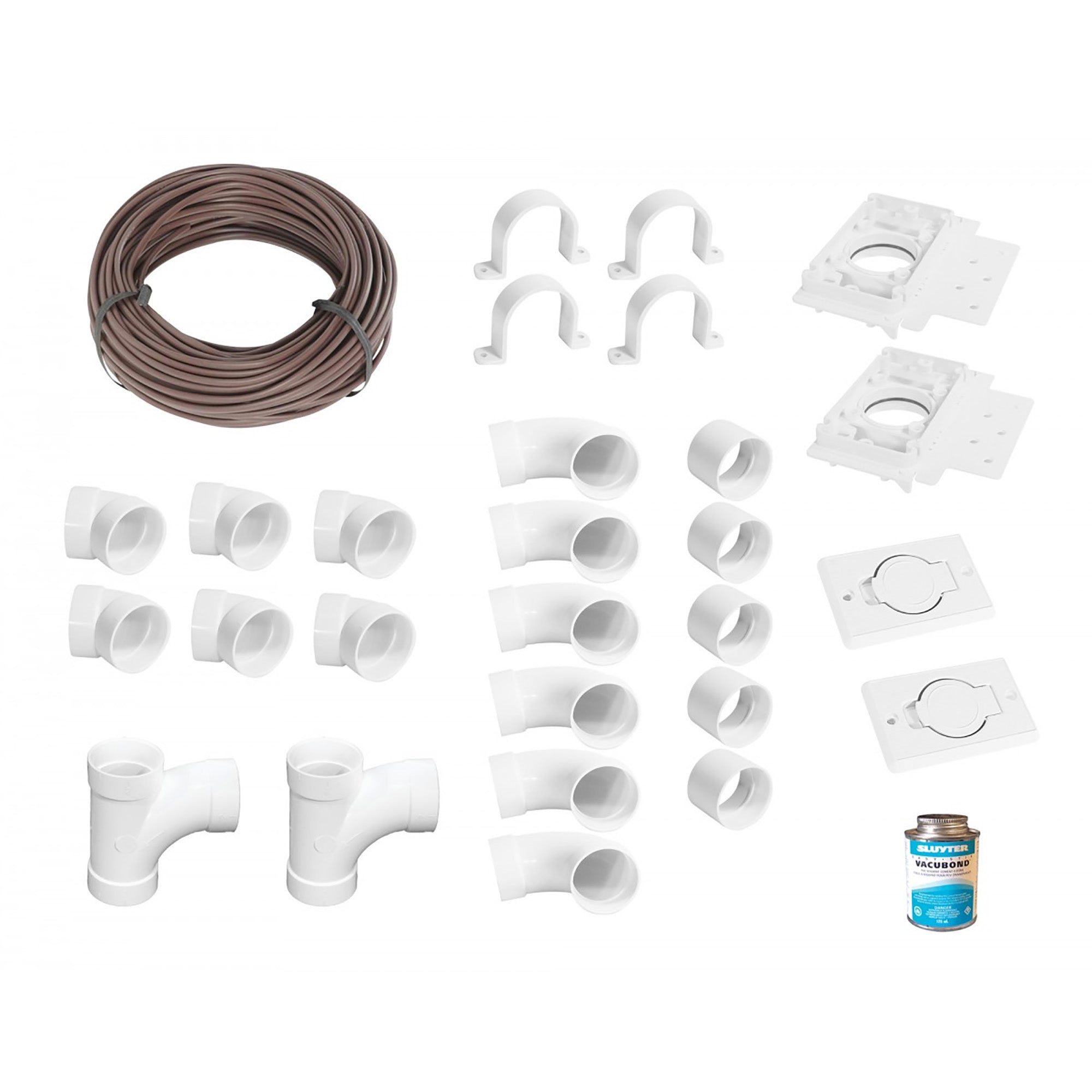 Central Vacuum Installation Kit with 2 Outlets and Accessories