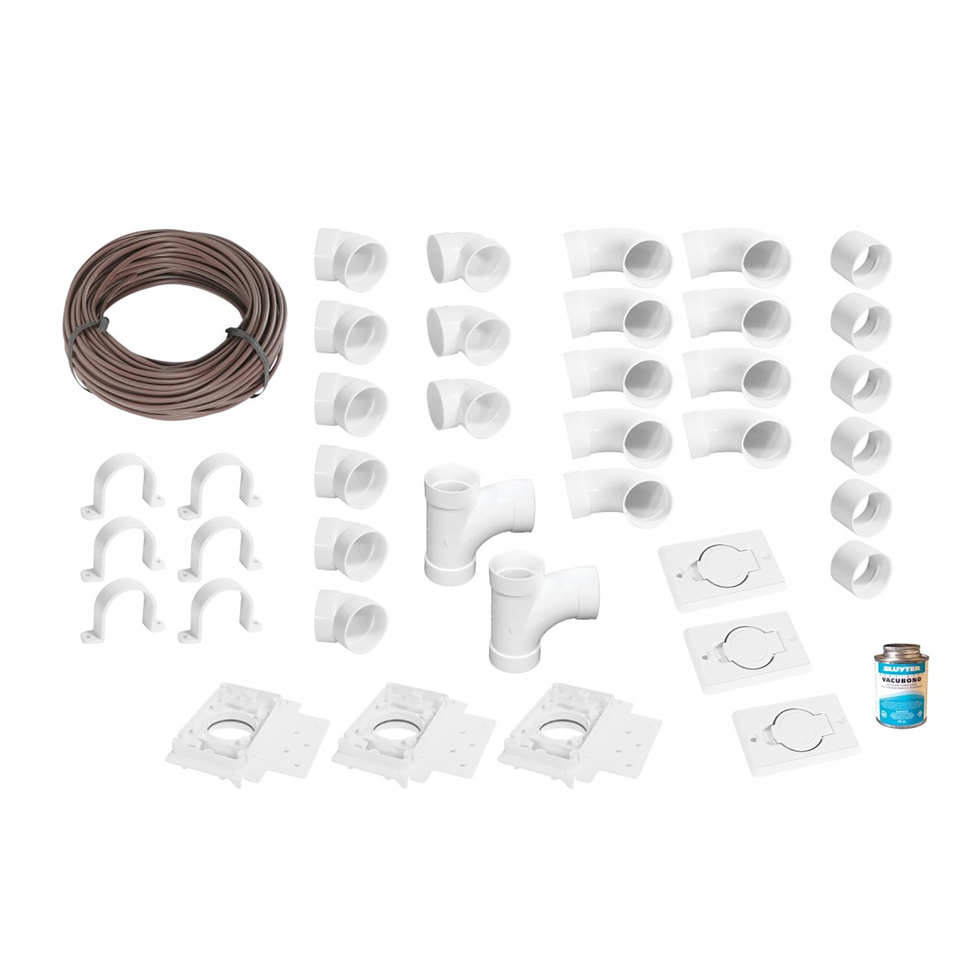 Central Vacuum Installation Kit - 3 Outlets with Accessories