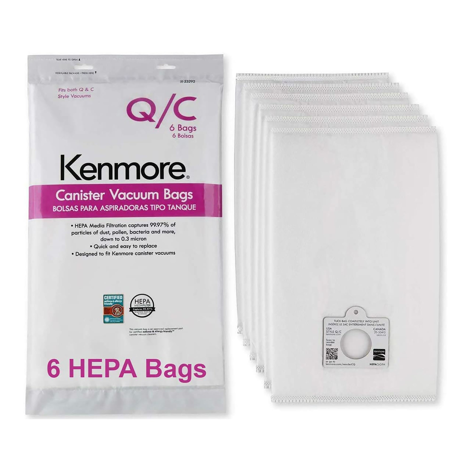 Kenmore HEPA Vacuum Bags for Canister Vacuums