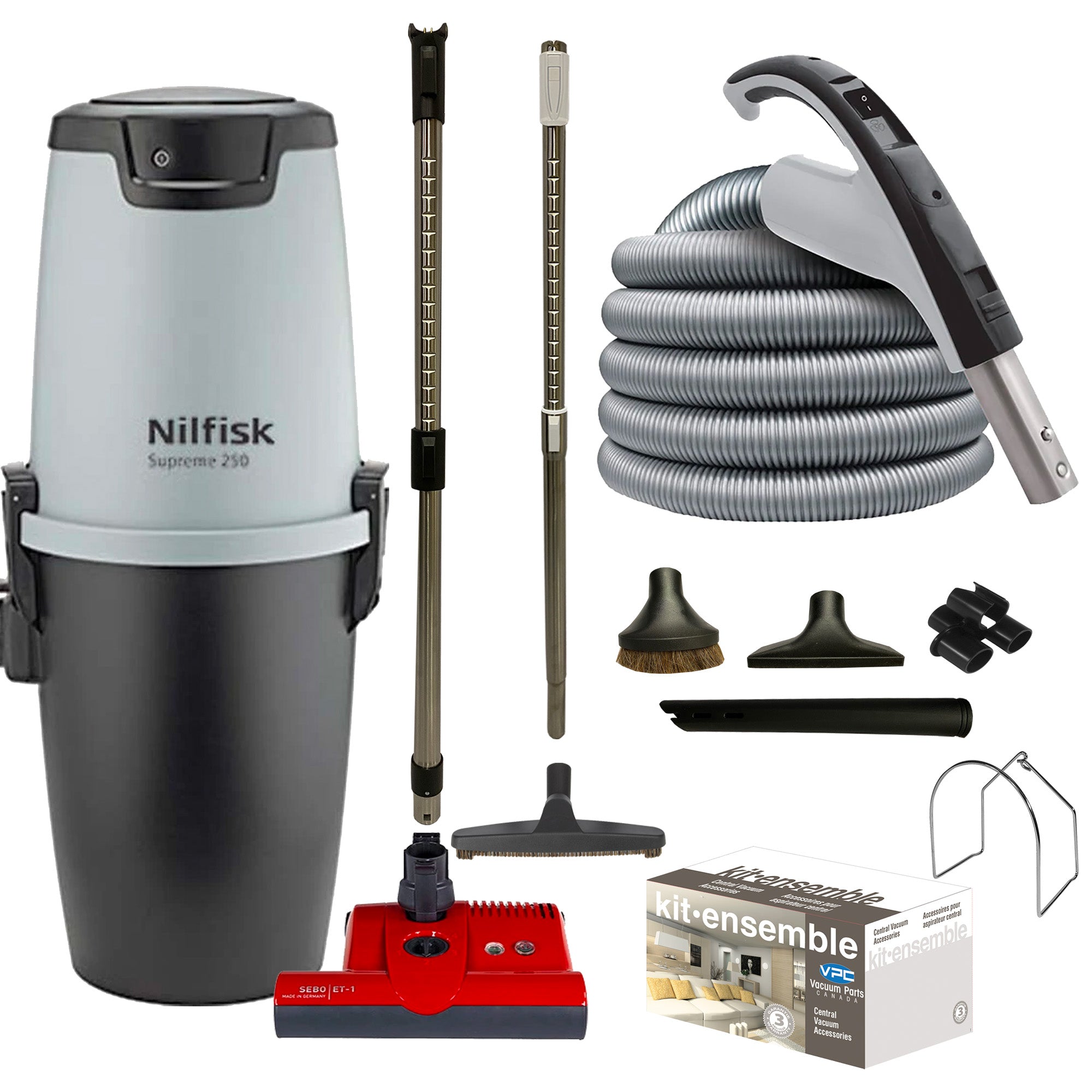 Nilfisk Supreme 250 Central Vacuum with SEBO Premium Electric Kit