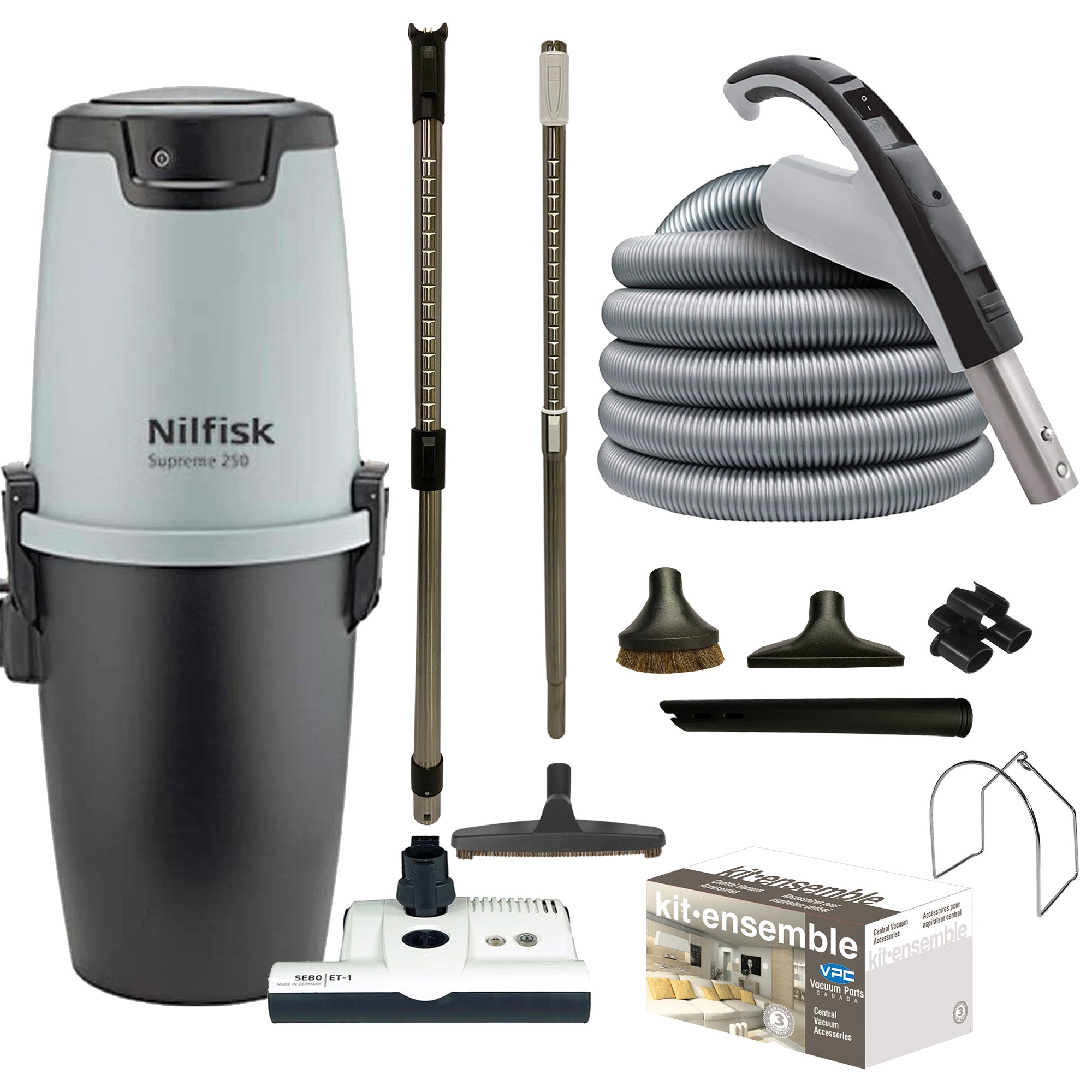 Nilfisk Supreme 250 Central Vacuum with SEBO Premium Electric Kit