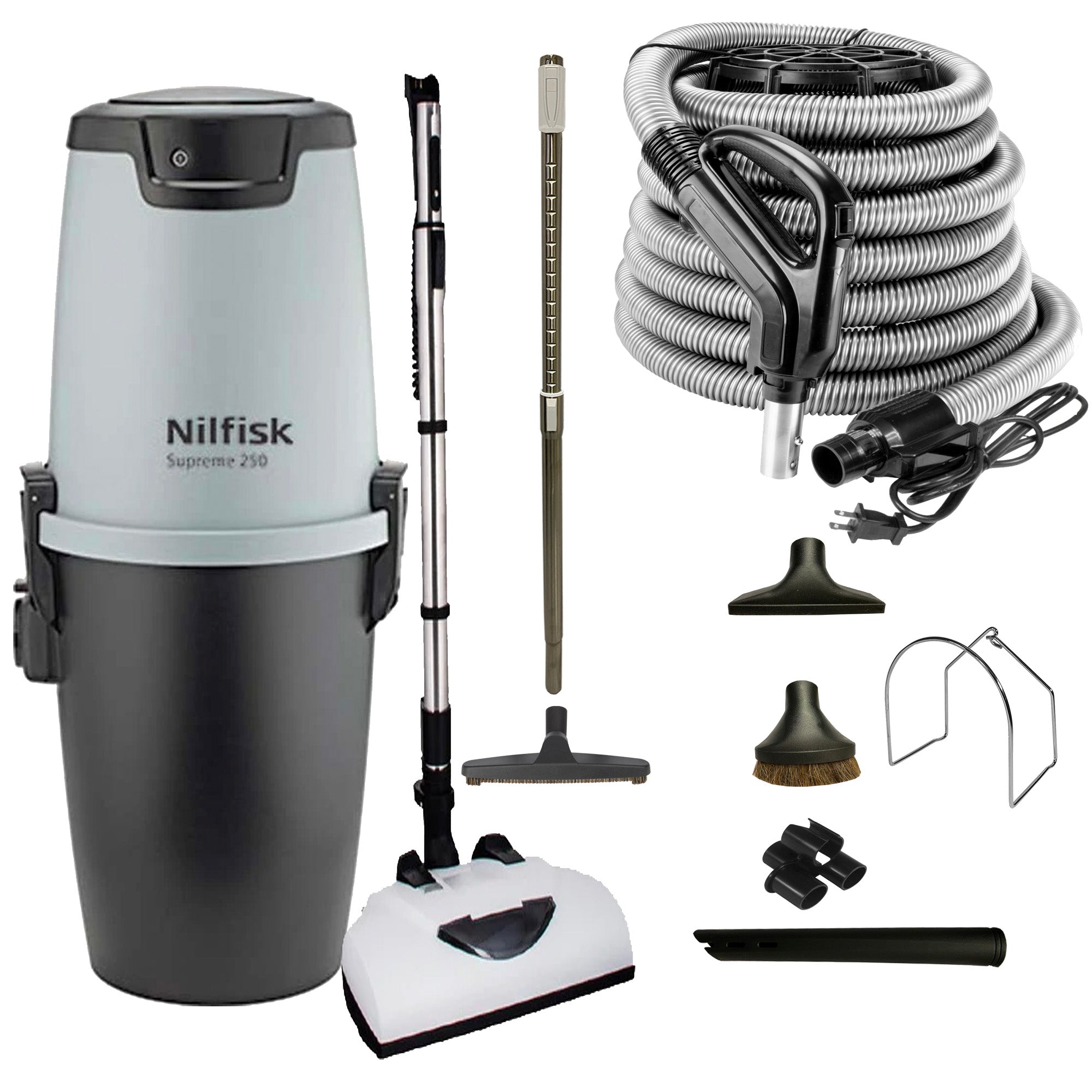 Nilfisk Supreme 250 Central Vacuum with Deluxe Electric Package - Black