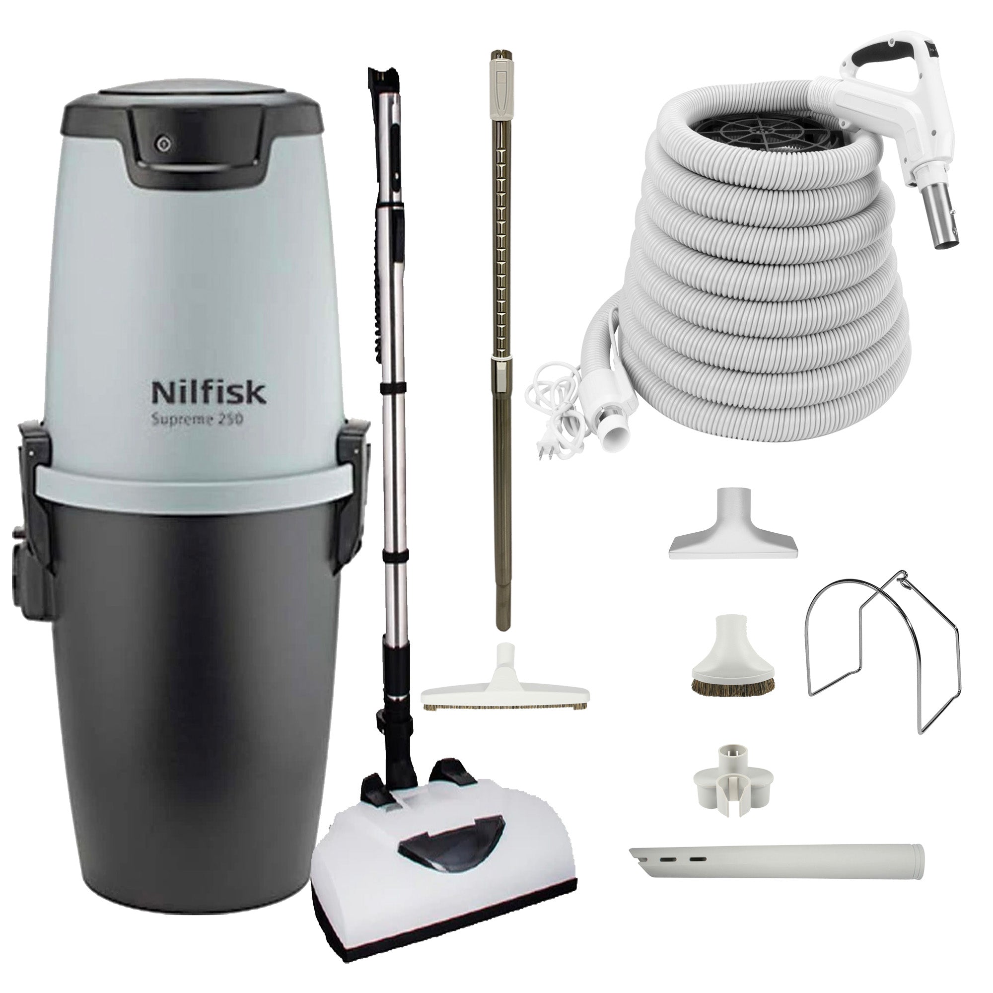 Nilfisk Supreme 250 Central Vacuum with Deluxe Electric Package - White