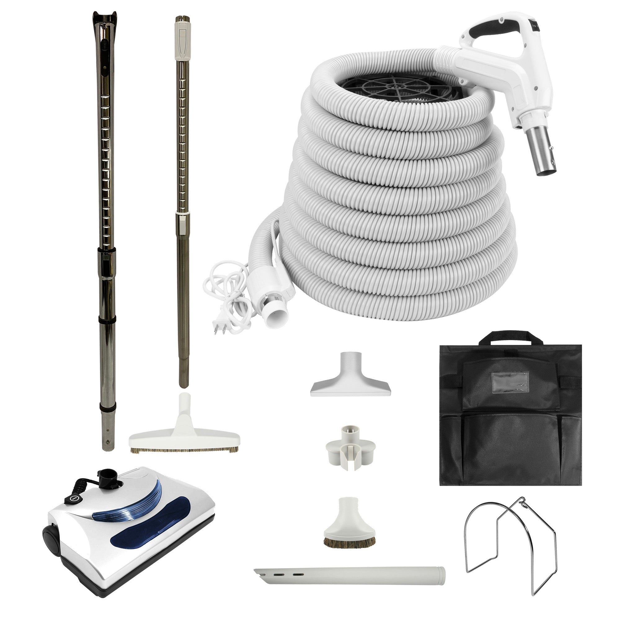Central Vacuum Electric Accessory Kit with PN11 Powerhead and Deluxe Tools - White