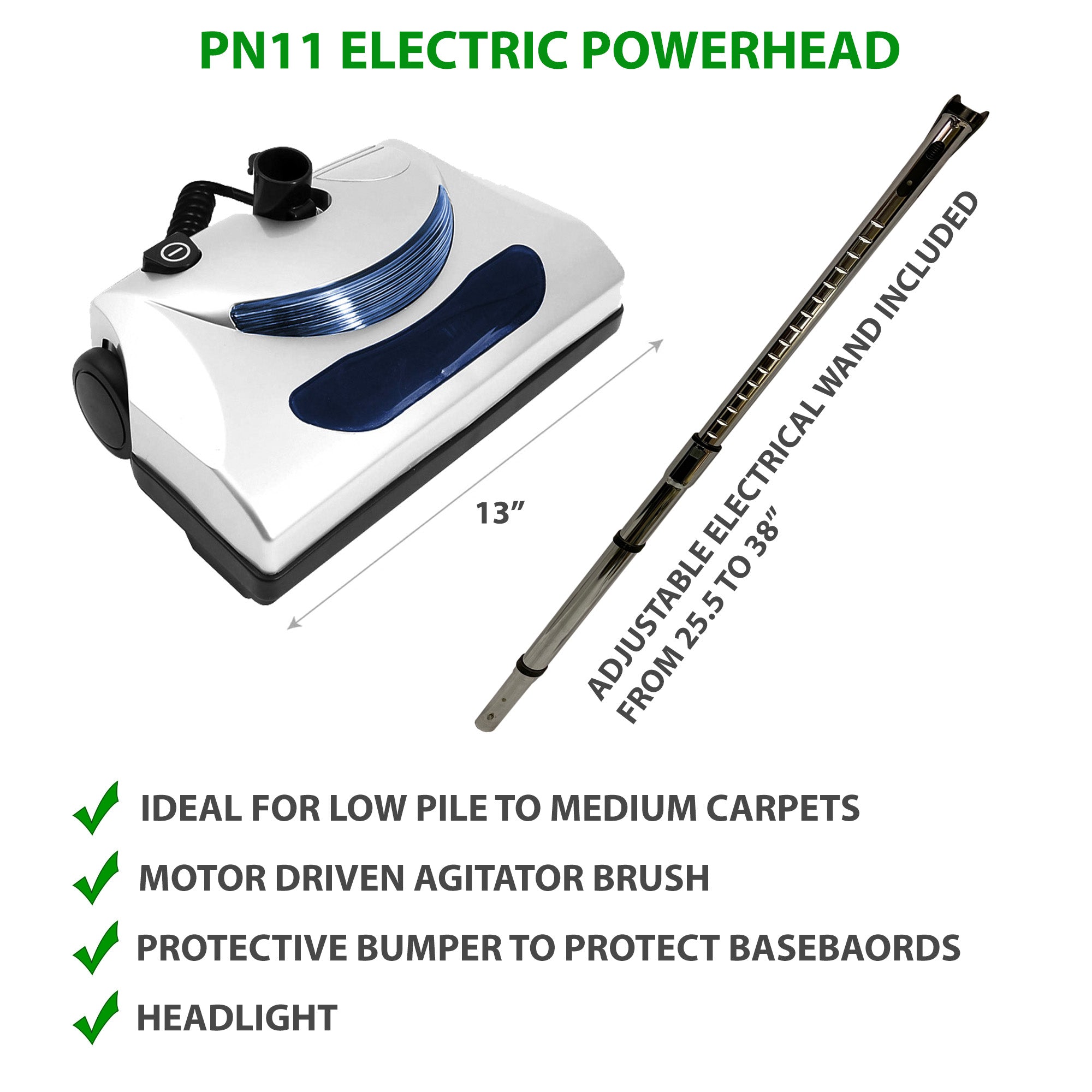 PN11 Electric Powerhead with Adjustable Electric Wand