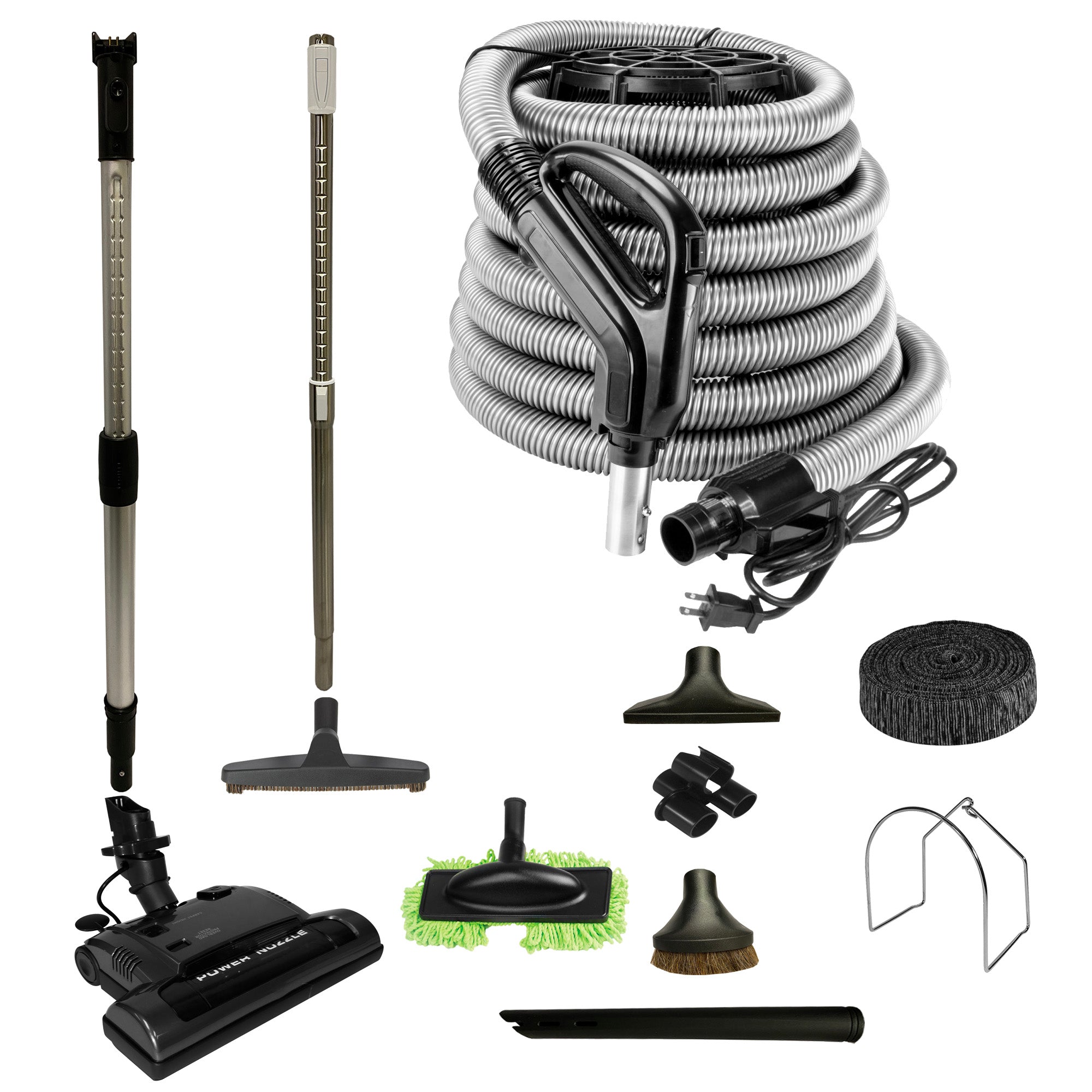 Central Vacuum Electric Attachment Kit with PN33 Electric Powerhead and Deluxe Tool Set - Black