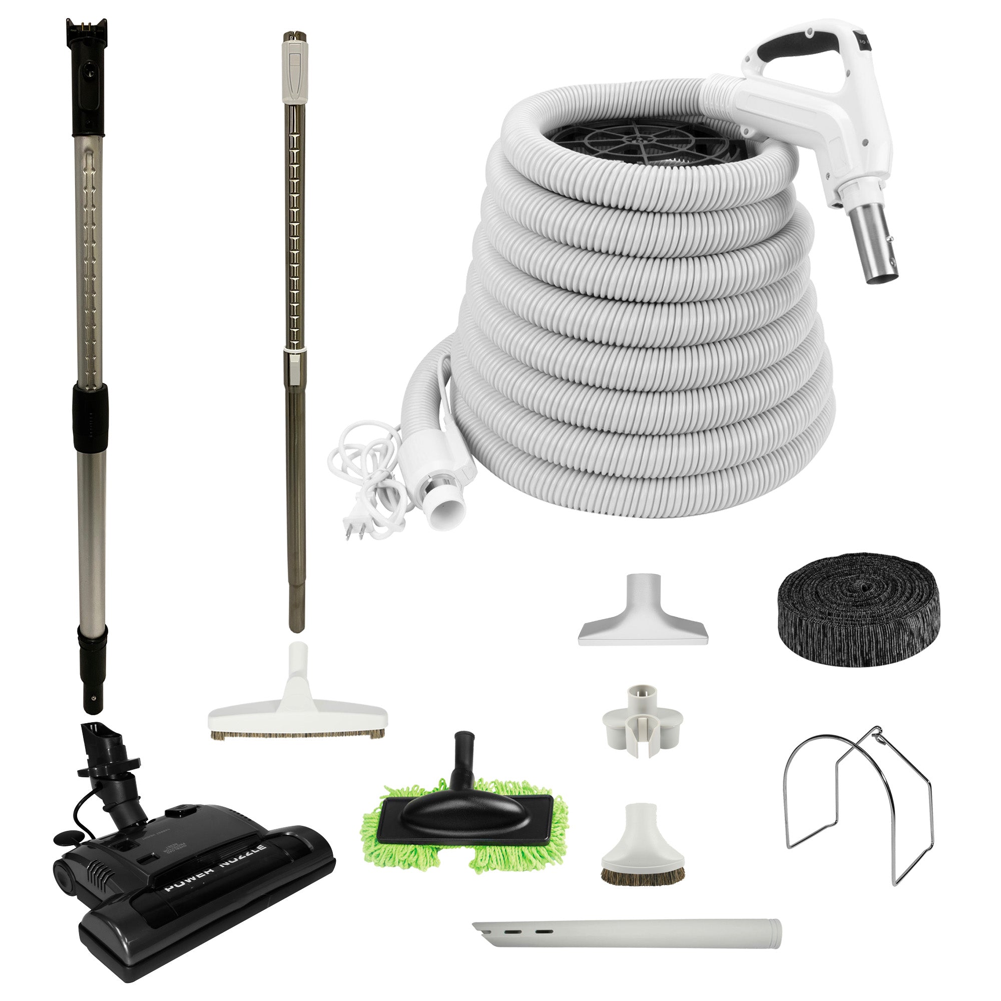 Central Vacuum Electric Attachment Kit with PN33 Electric Powerhead and Deluxe Tool Set - White