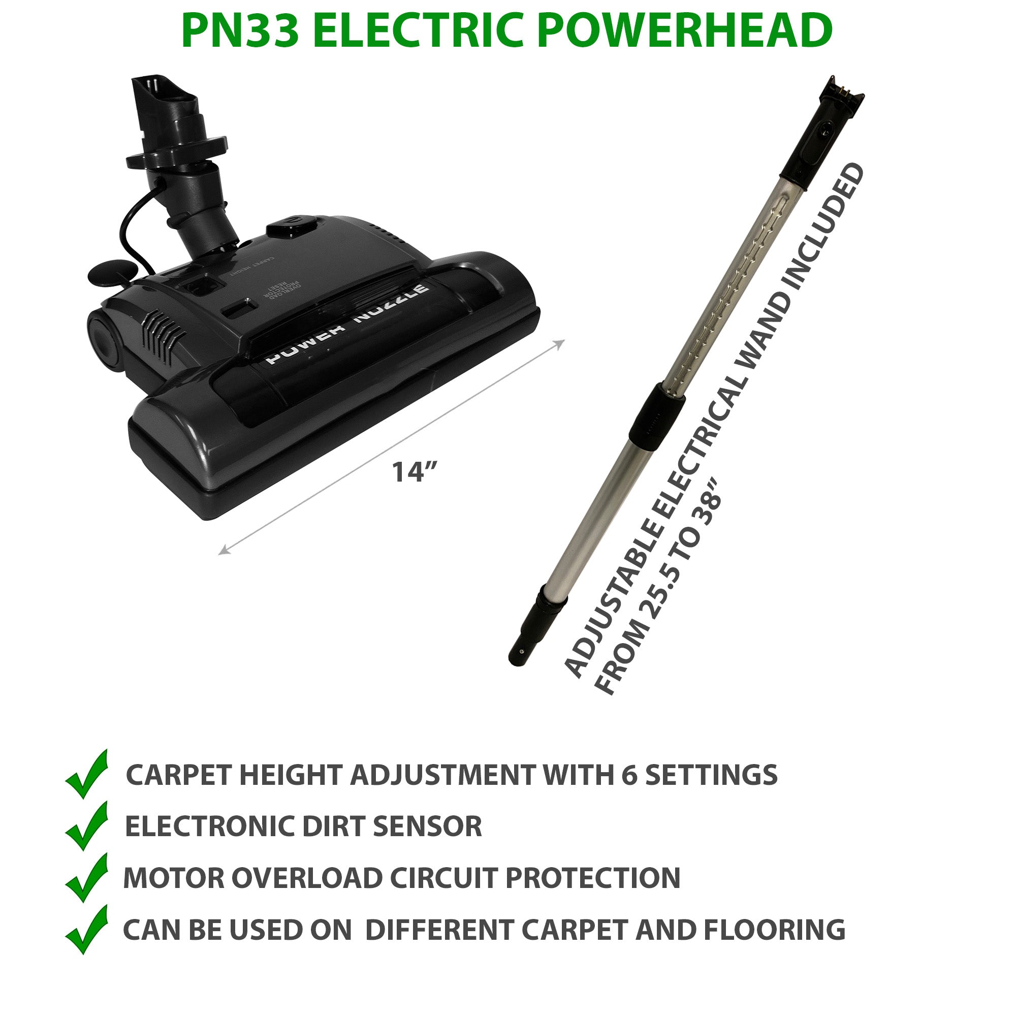 PN33 Electric Powerhead with Adjustable Electric Wand