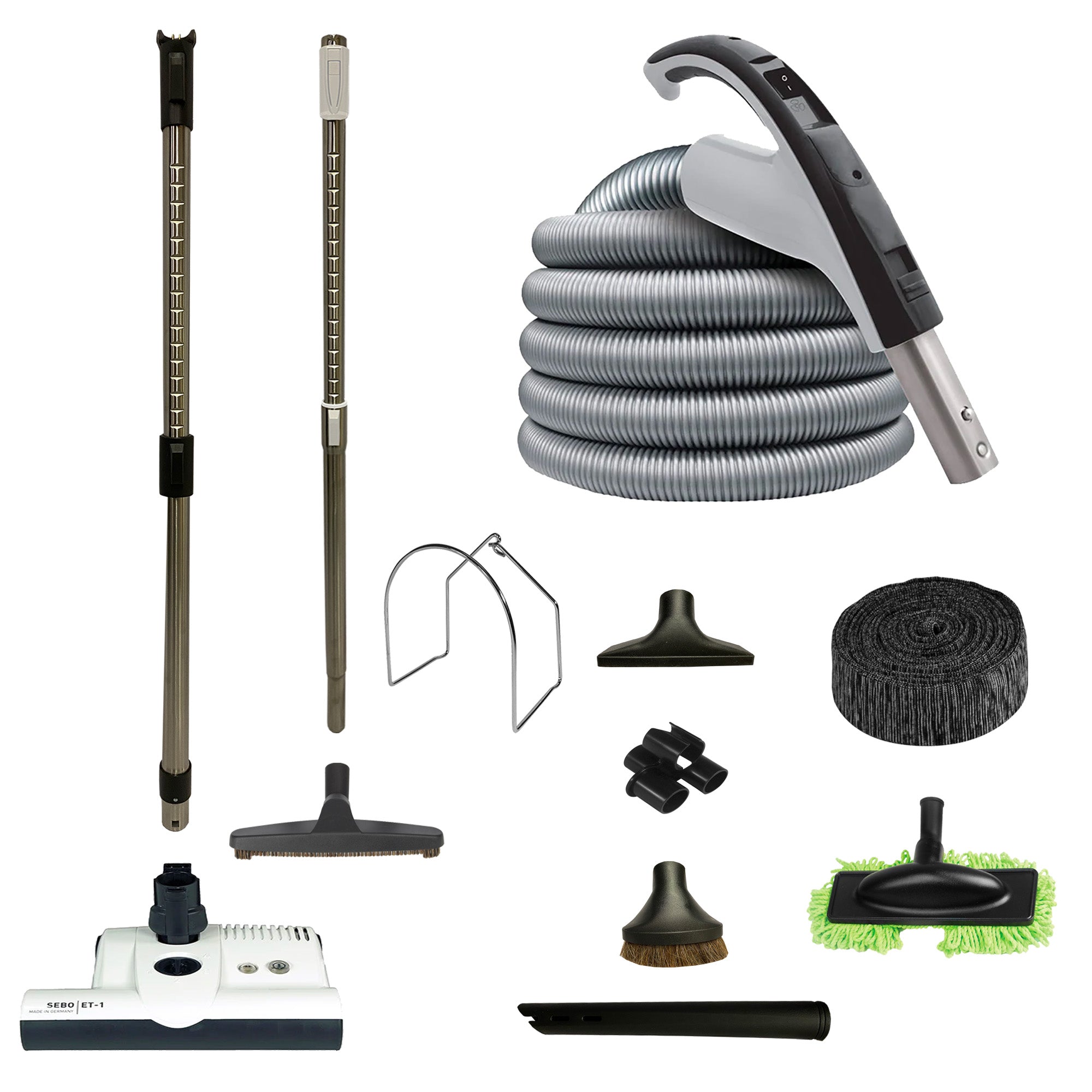 VPC Central Vacuum Accessory Kit with SEBO ET-1 German Made Electric Powerhead and Deluxe Tool Set